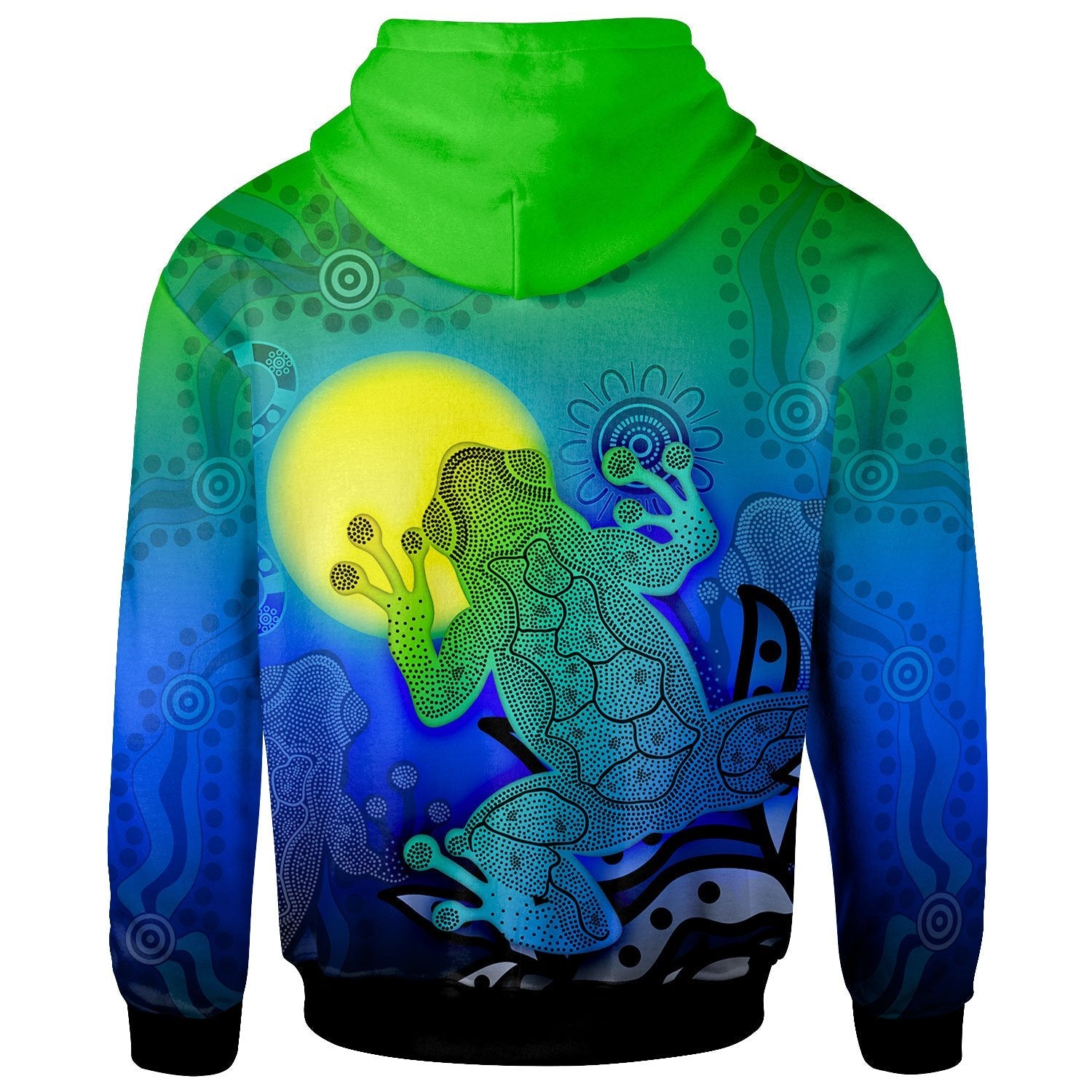 (Custom) Aboriginal Zip Hoodie - Indigenous Frog (Blue) 