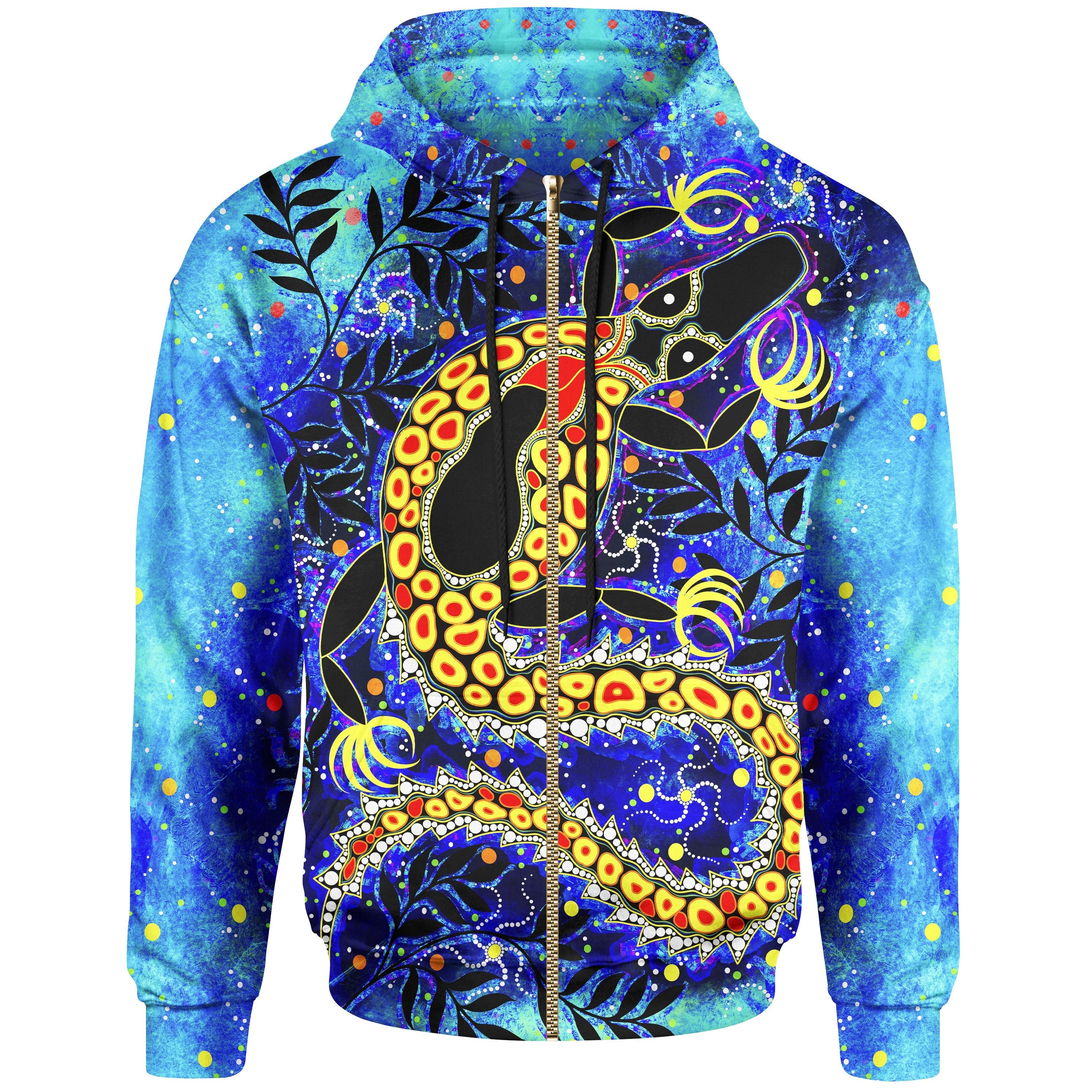 Aboriginal Zip Hoodie - Indigenous Crocodile