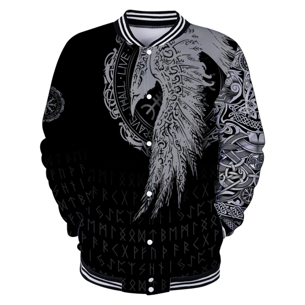 Viking Baseball Jacket Viking Raven Tattoo