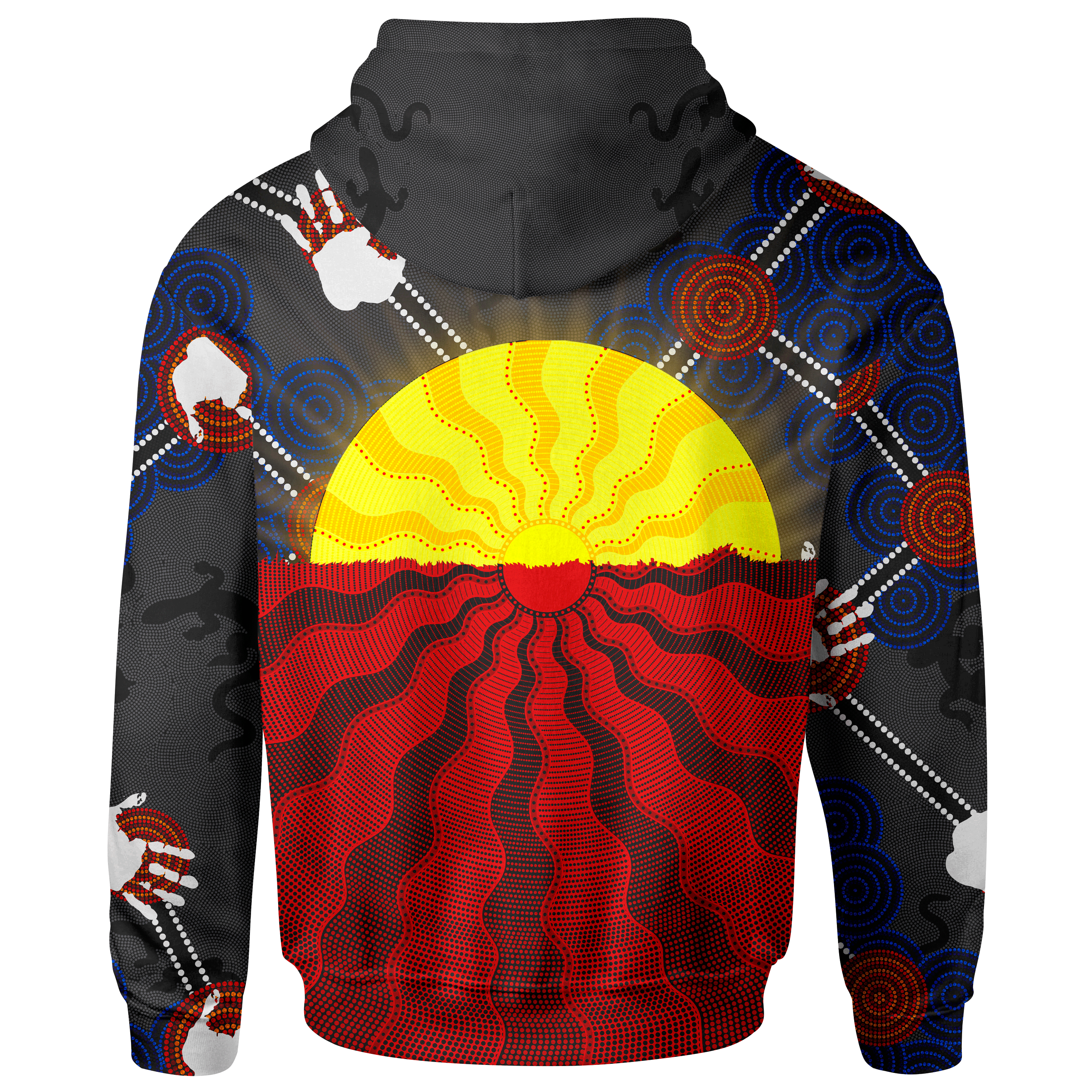 Aboriginal Zip Hoodie - Aboriginal Lives Matter Flag Sun Dot Painting