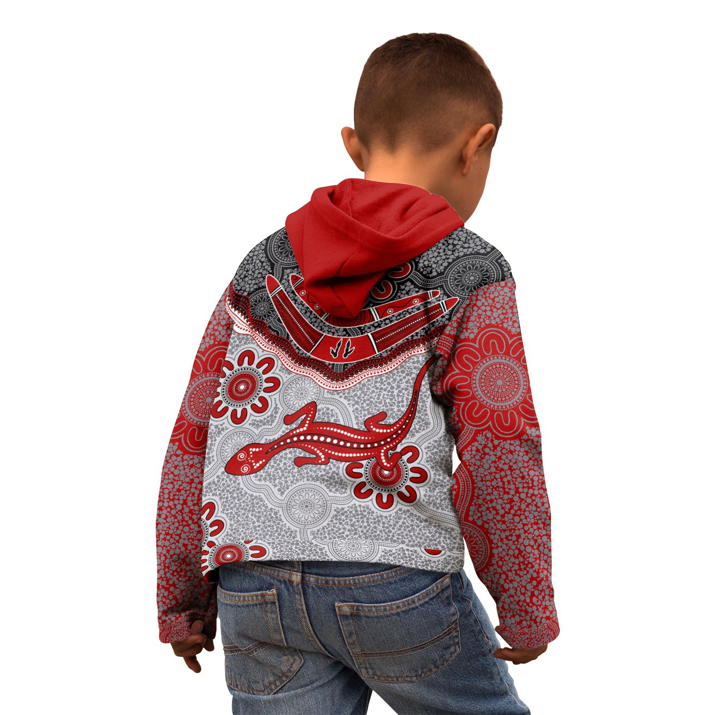 Aboriginal Zip Hoodie - Indigenous Boomerang and Lizard Art