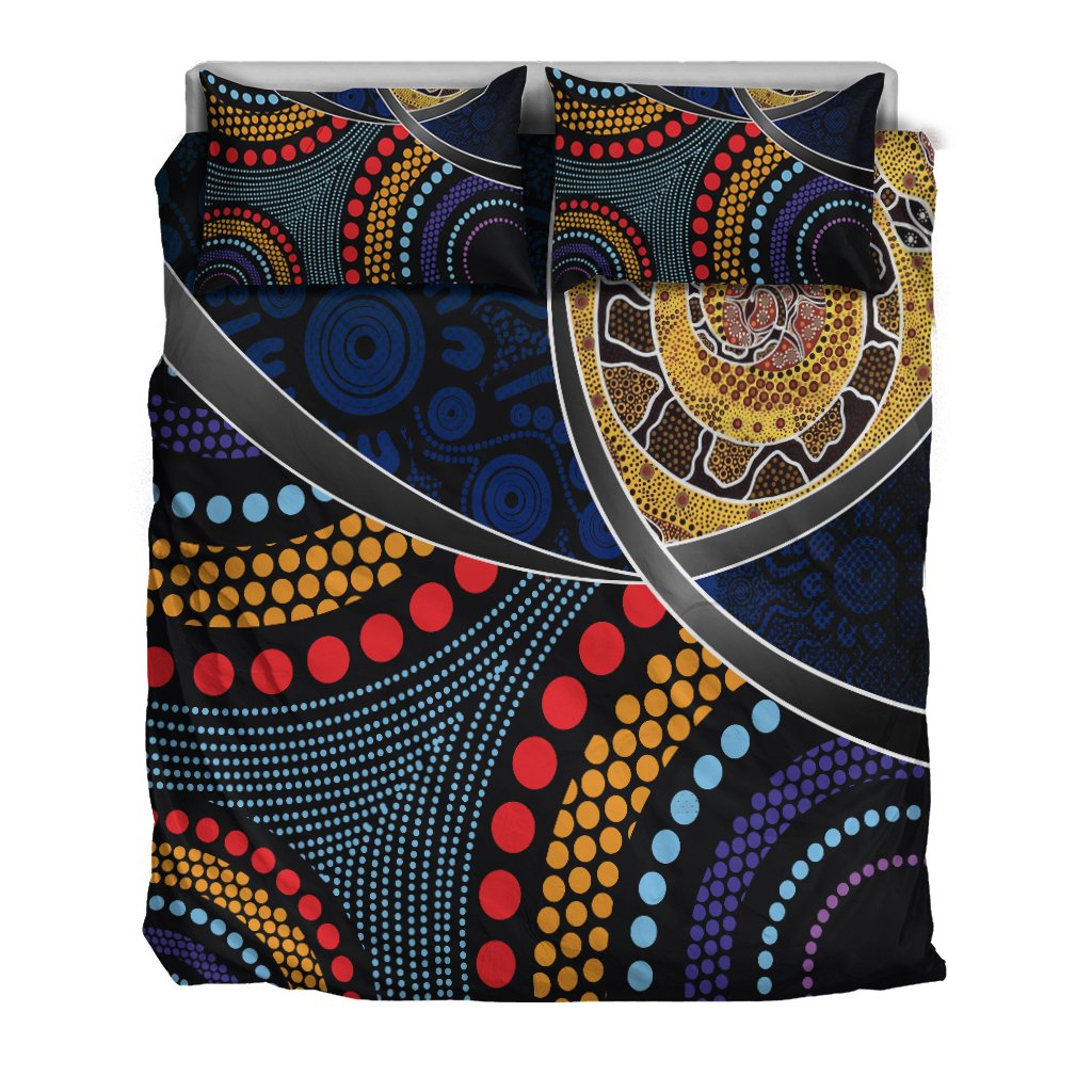Australia Bedding Set - Aboriginal Dot Panting Art With Snake