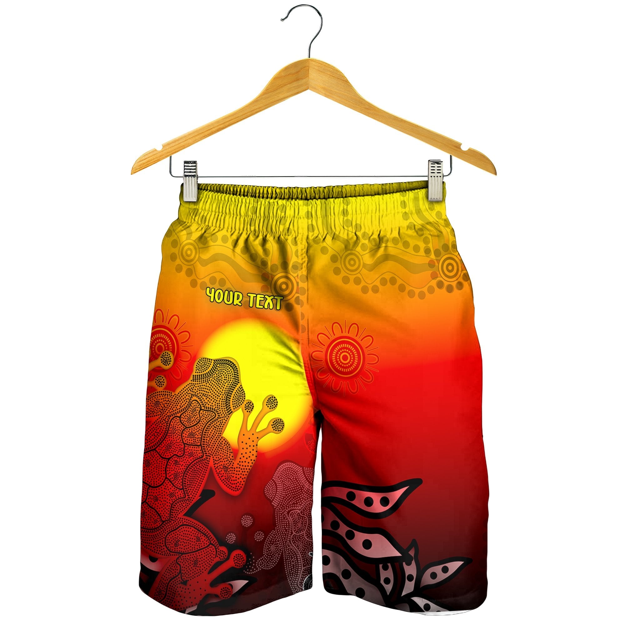 (Custom) Aboriginal Men's Shorts - Indigenous Frog (Red) 