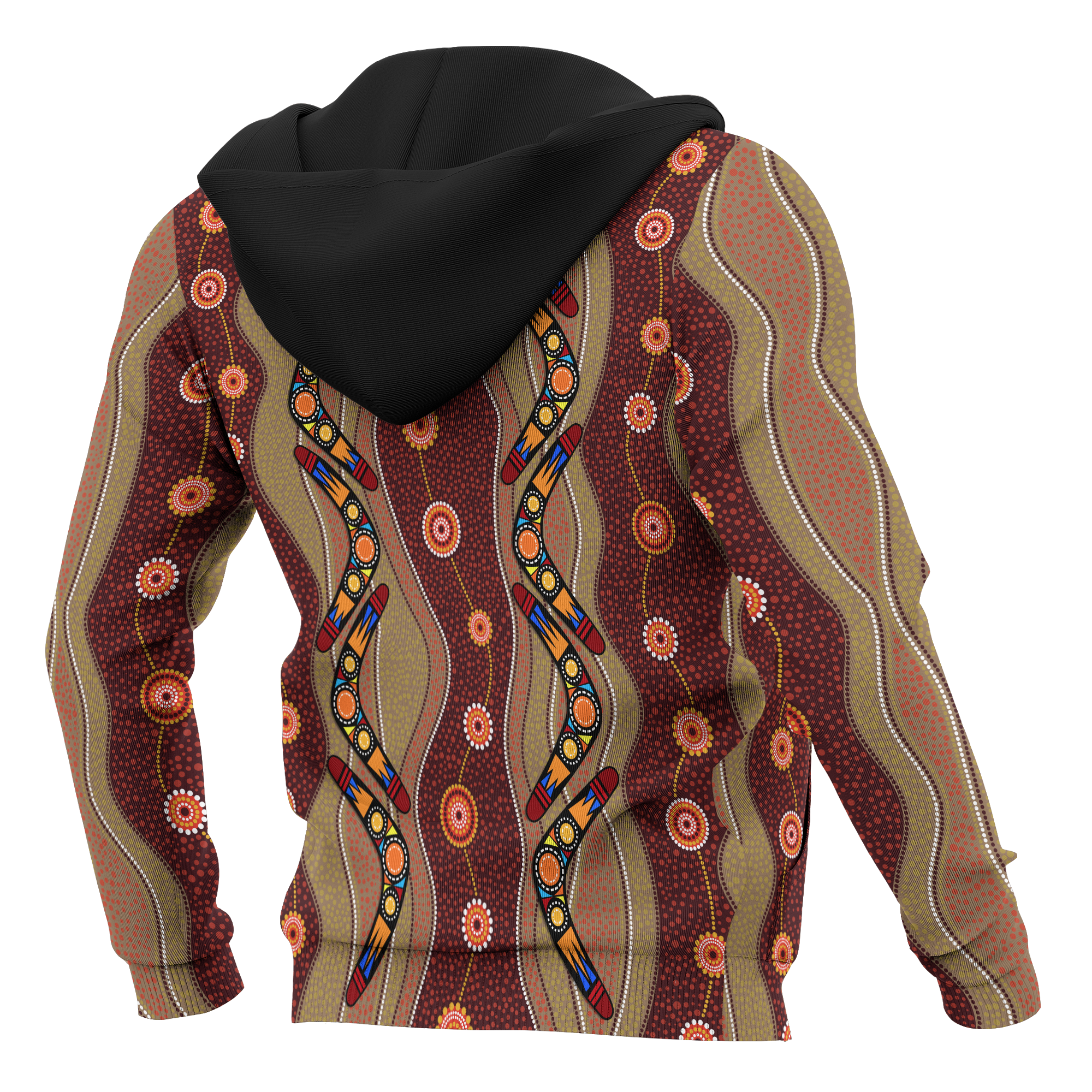 Aboriginal Hoodie - Boomerang Patterns Circle Dot Painting