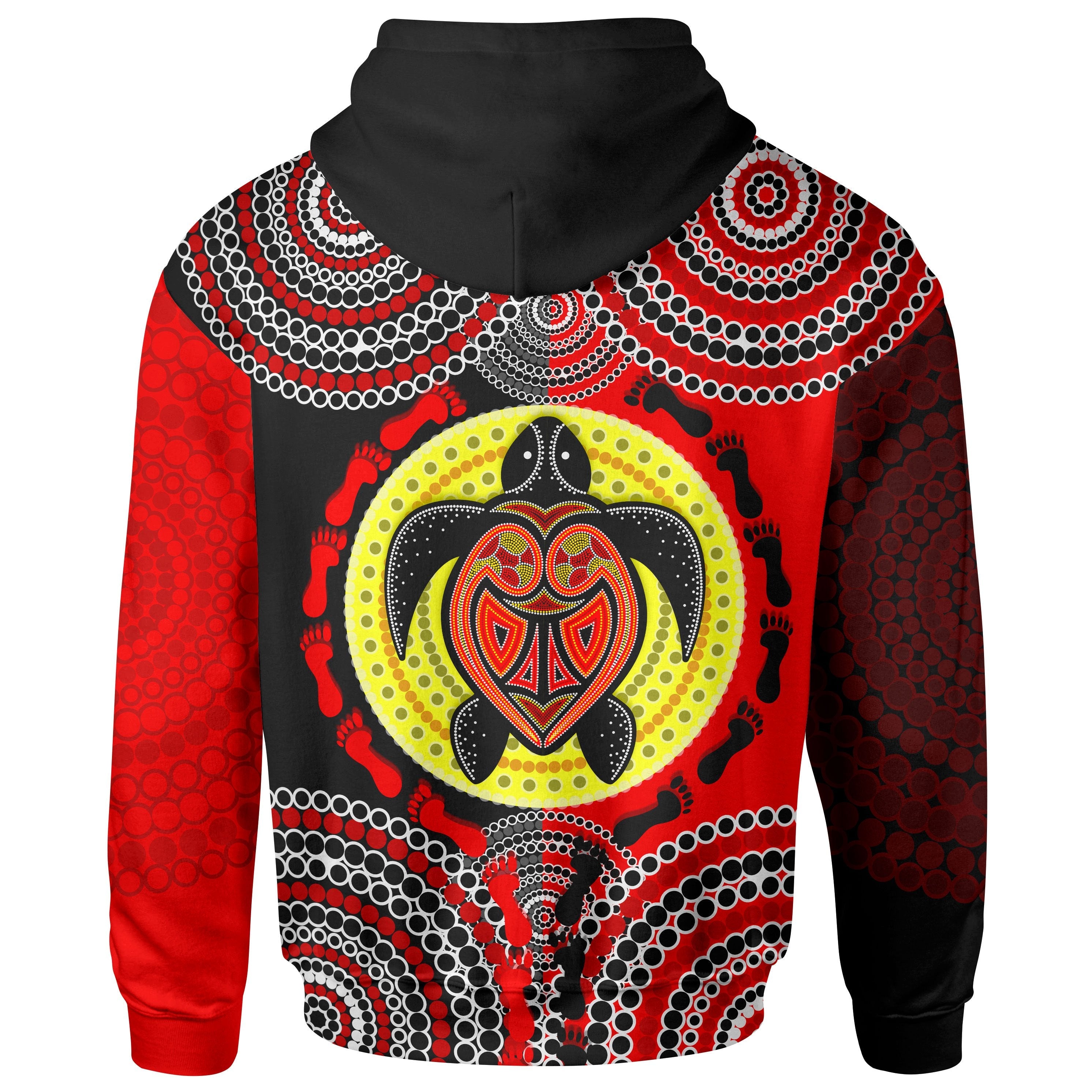 Aboriginal Zip Hoodie - Turtle Footprint Circle Dot Painting