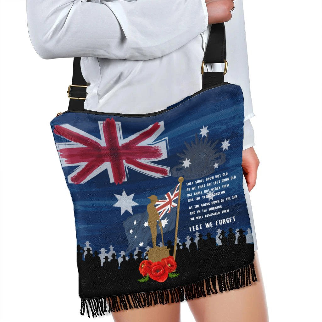 Anzac Boho Handbag - Always Remember Australian Anzac Day