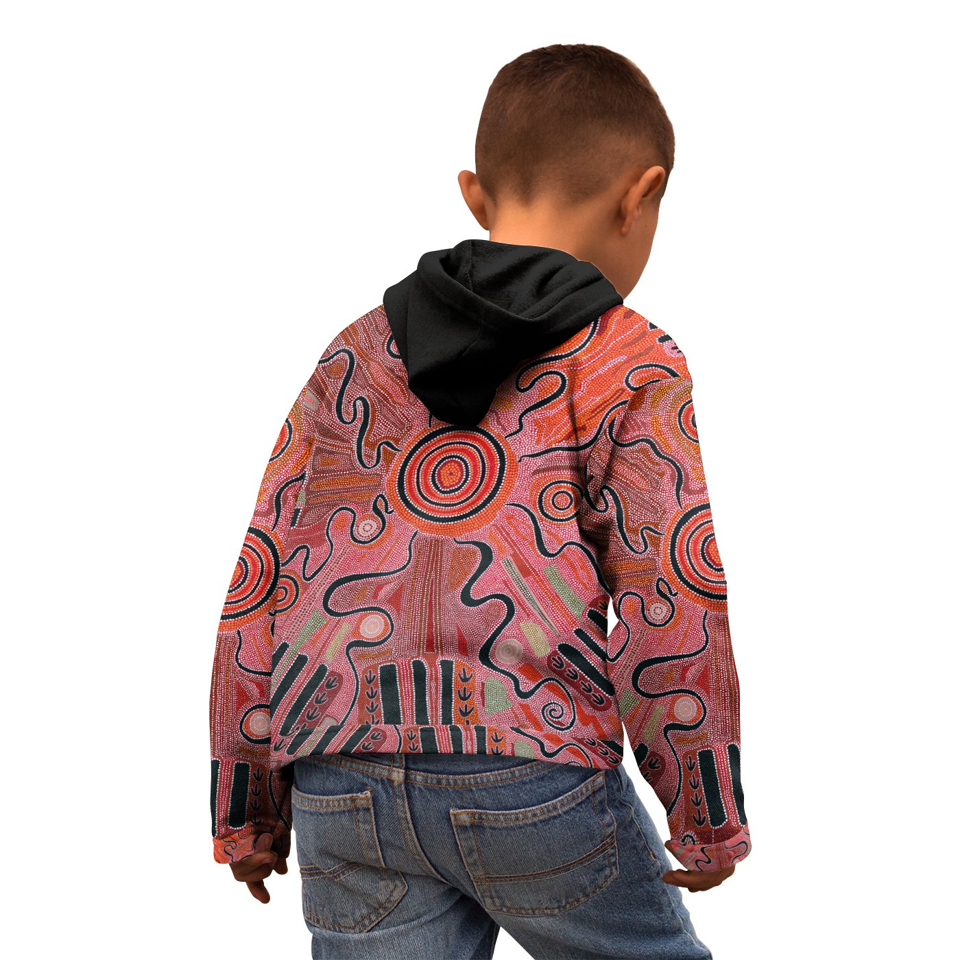 Aboriginal Kid Zip Hoodie - Indigenous Footprint Landscape