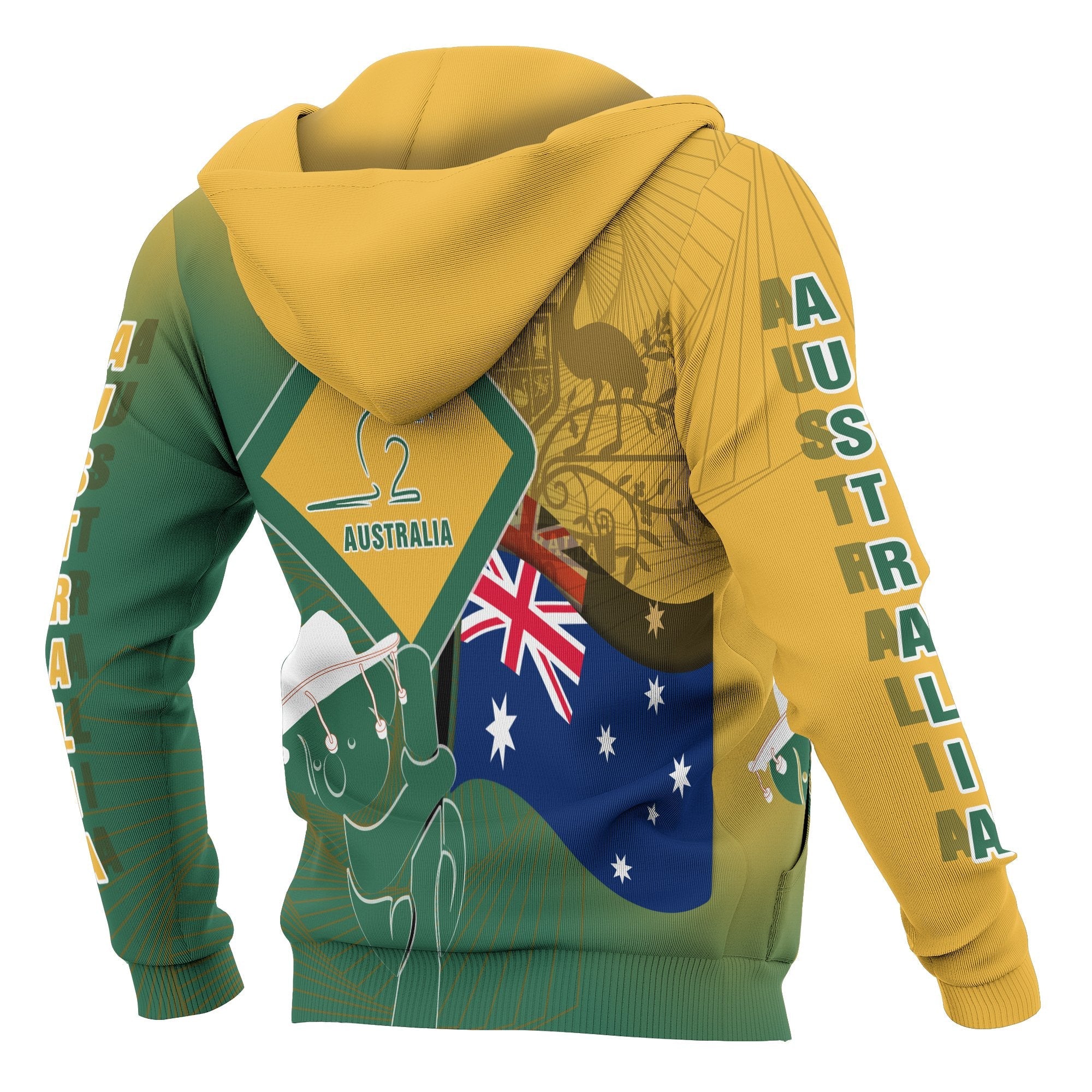 Zip Hoodie - Aus Flag and Coat Of Arms Hoodie Kangaroo and Koala Sign