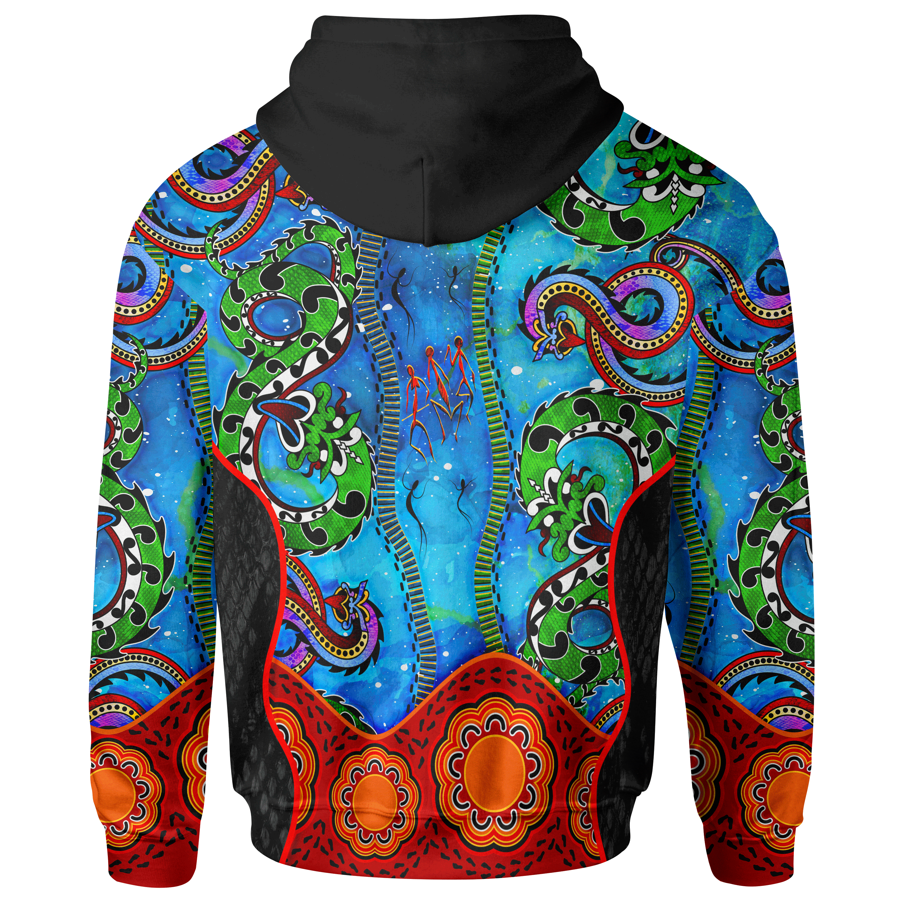 Aboriginal Zip Hoodie - Aussie Indigenous Patterns Blue