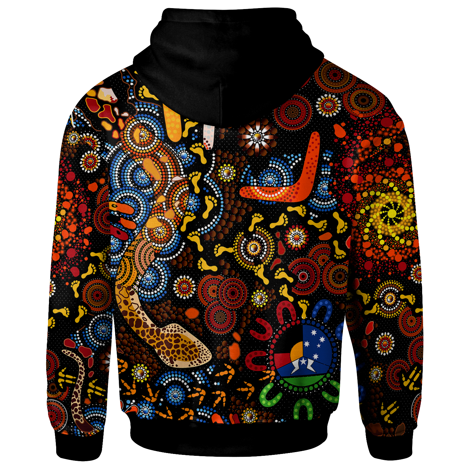 (Custom Text) Aboriginal Zip Hoodie - Indigenous Footprints