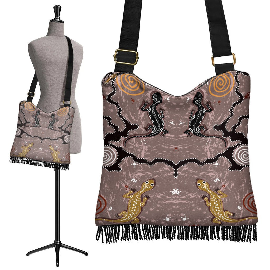 Boho Handbag - Lizard Family Aboriginal Pattern