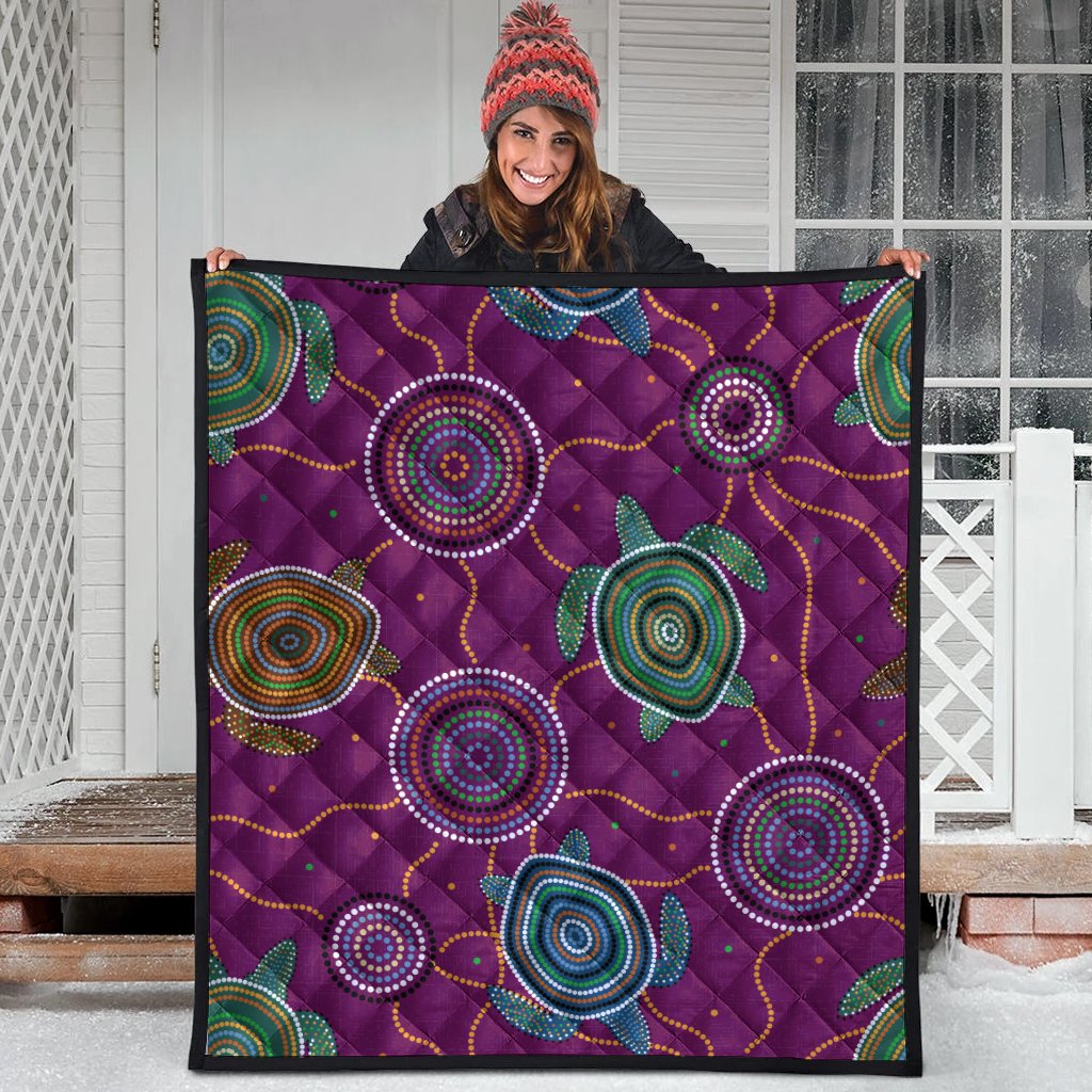 Premium Quilts - Aboriginal Turtle Purple Australia Dot Patterns
