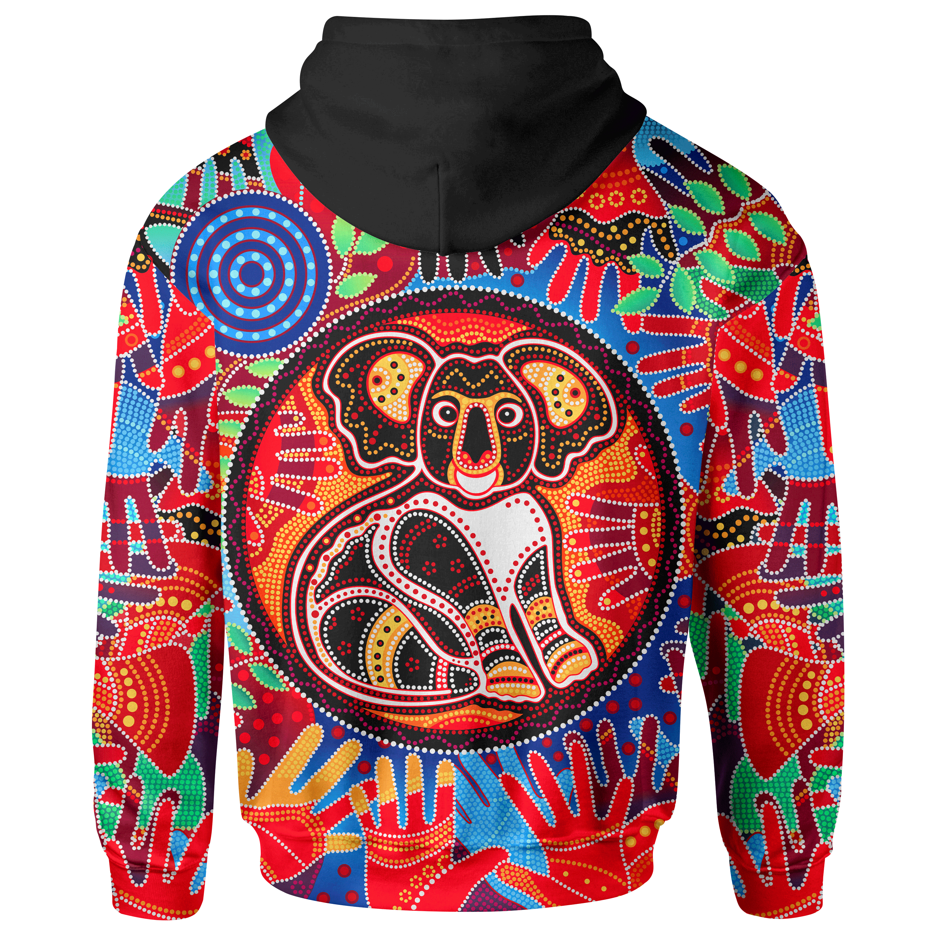 Aboriginal Zip Hoodie - Koala and Hand Art Dot Painting Hoodie