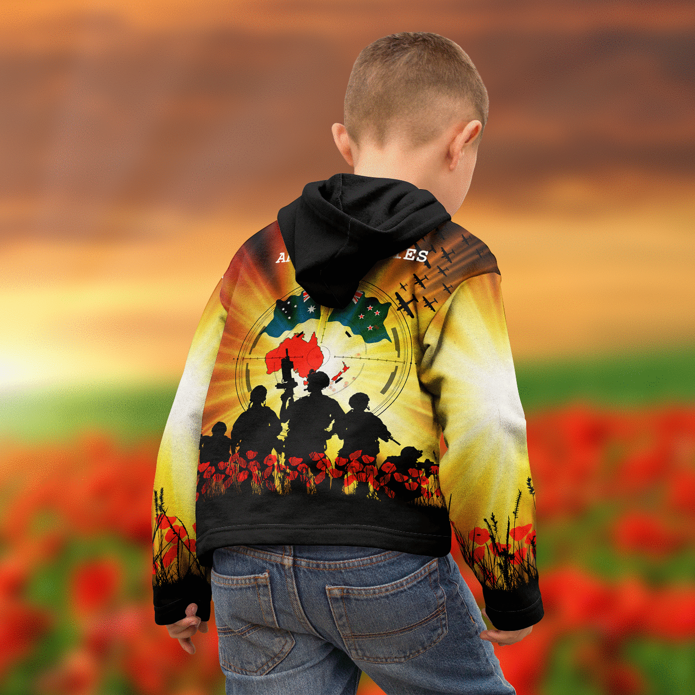 And New Zealand Anzac Day Zip Hoodie Kid - Anzac Memories