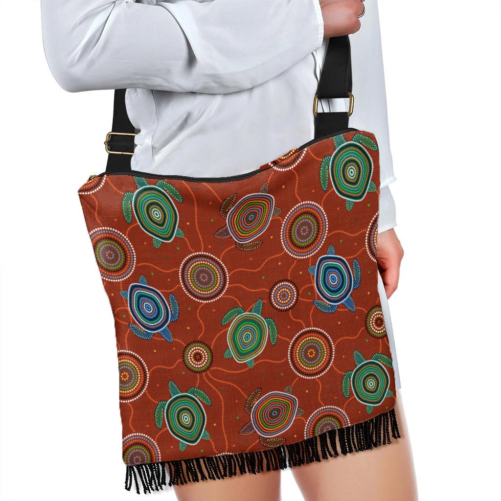 Boho Handbag - Aboriginal Turtle Tribal Pattern