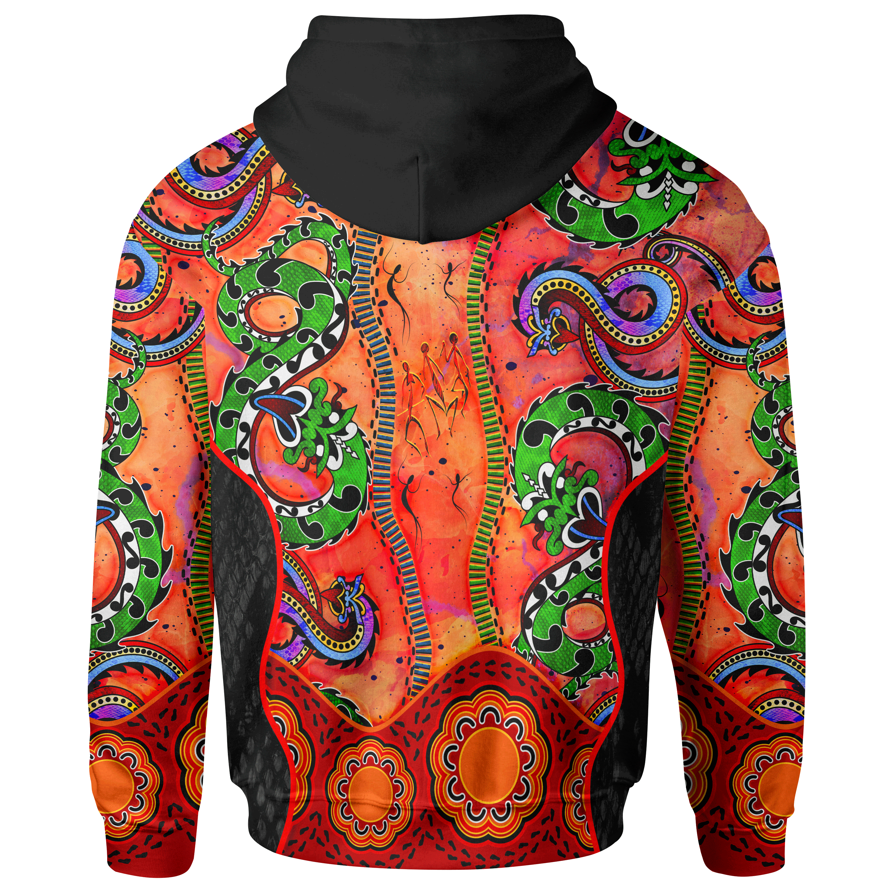 Zip Hoodie Aussie Indigenous Patterns Orange