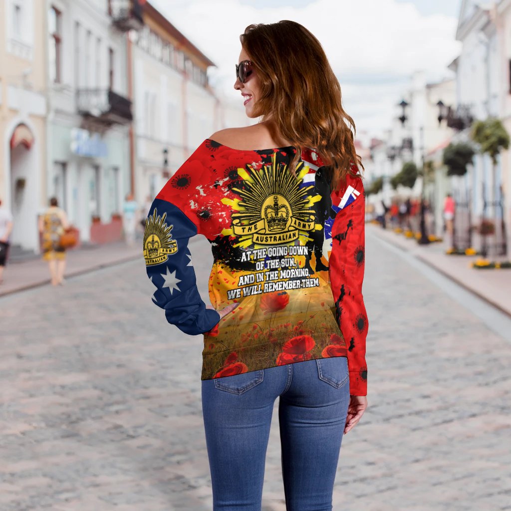 Off Shoulder Sweater - Anzac Day 2022 World War II Commemoration 1939 - 1945
