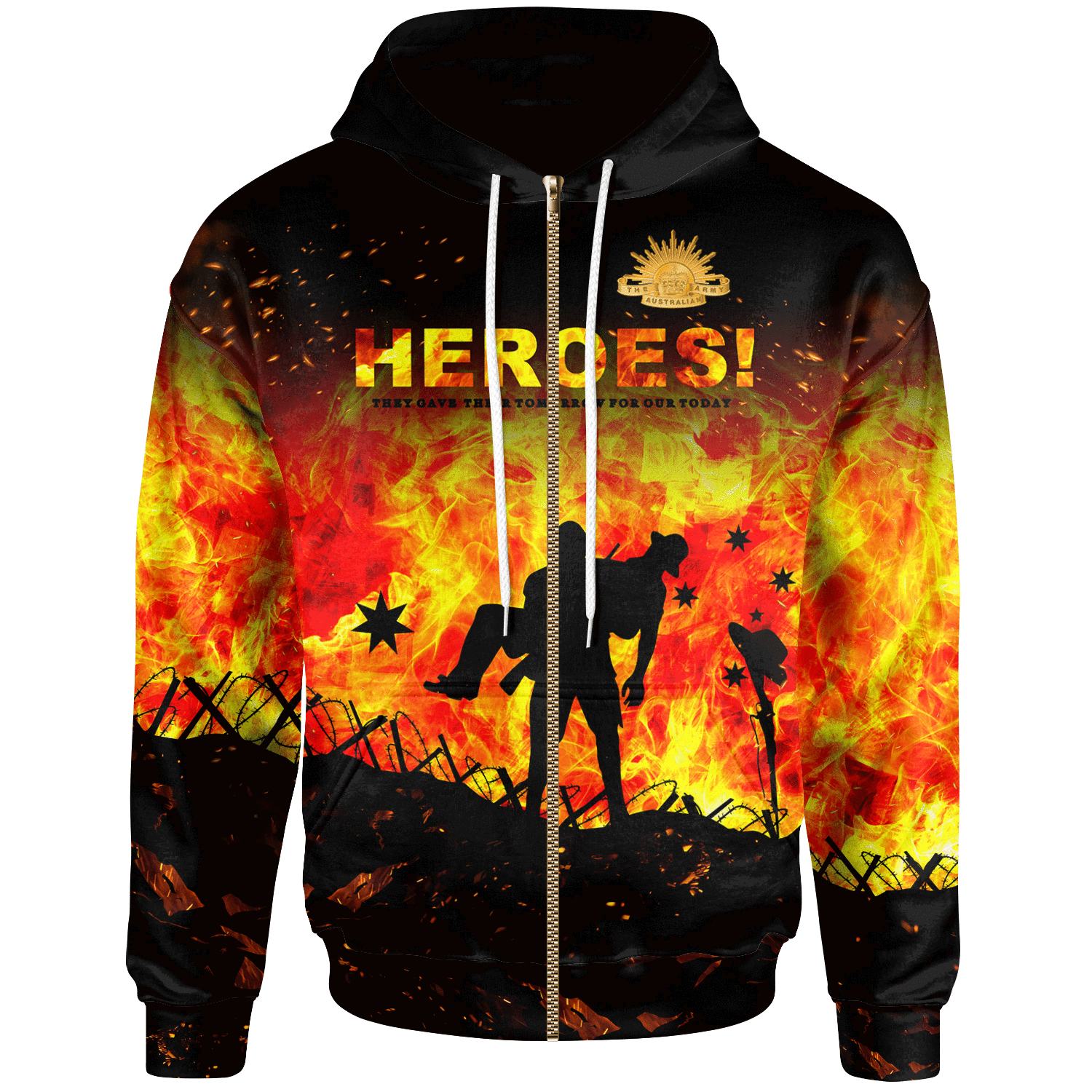 Anzac Day Zip Hoodie - Anzac Heroes