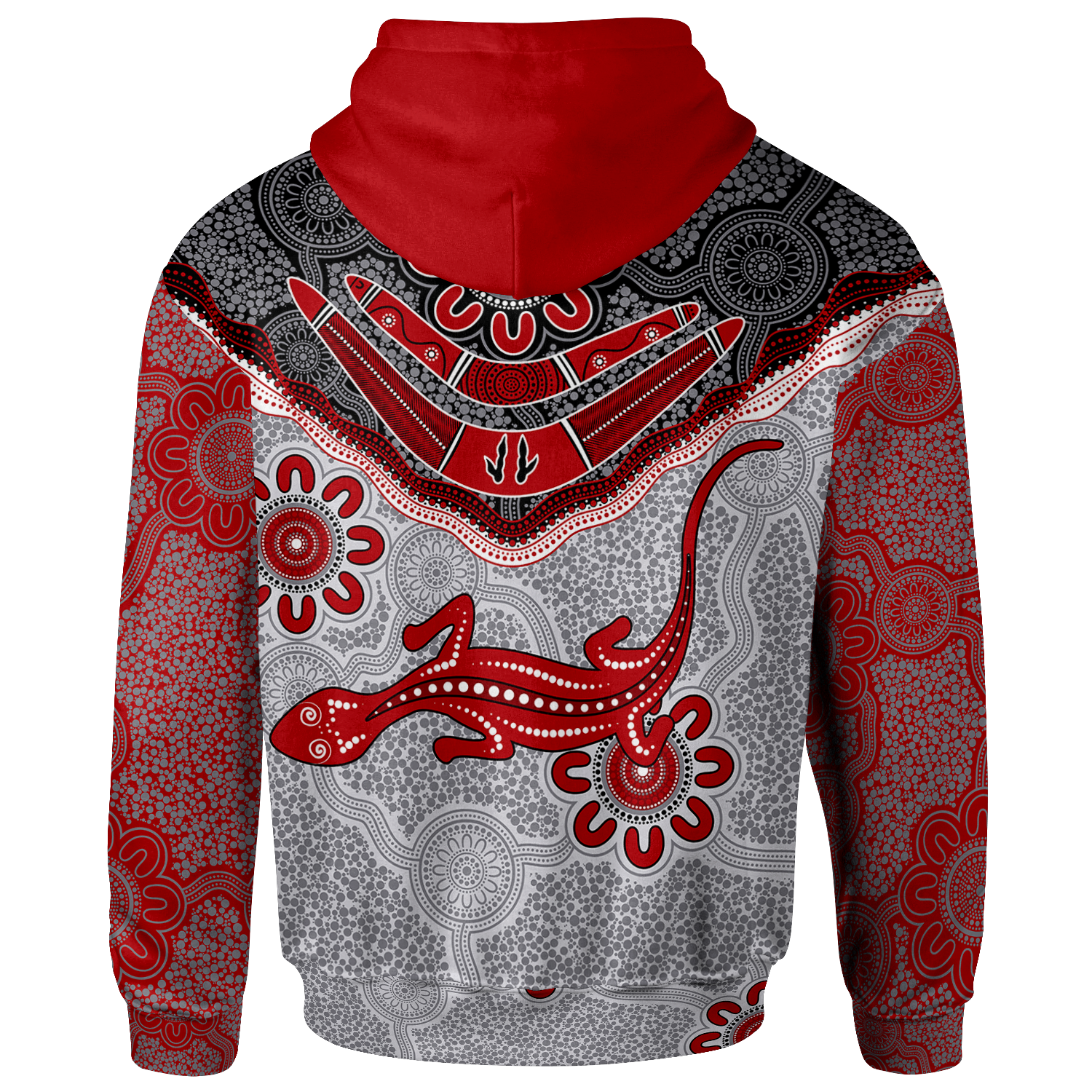 Aboriginal Zip Hoodie - Indigenous Boomerang and Lizard Art