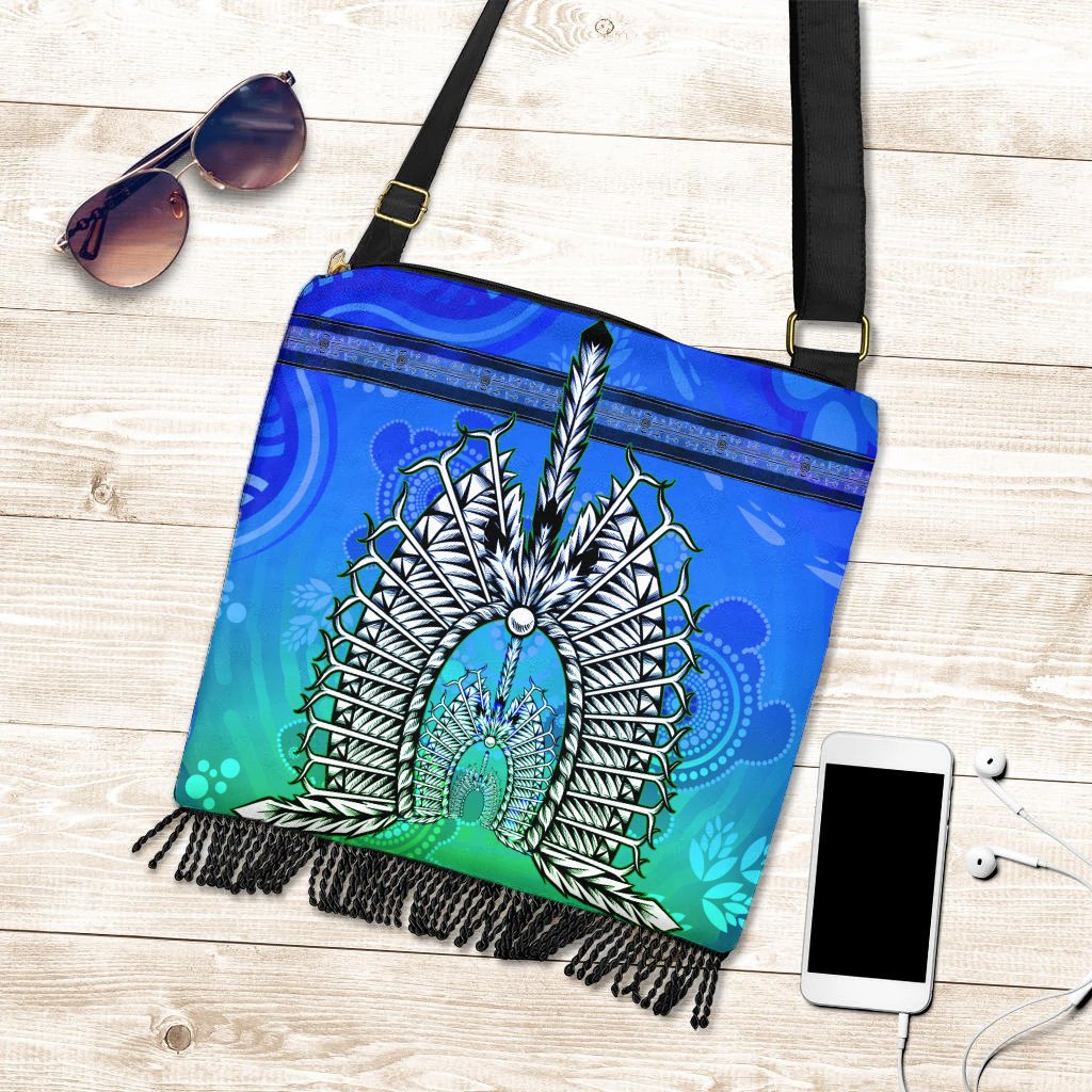 Boho Handbag - Turtle Background With Dhari Mask