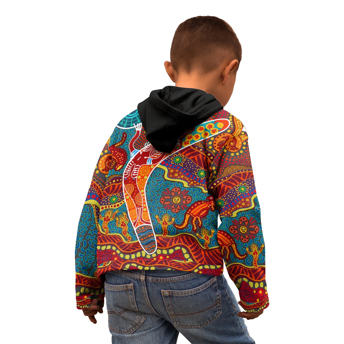 [Kid] Aboriginal Hoodie - Indigenous Boomerang