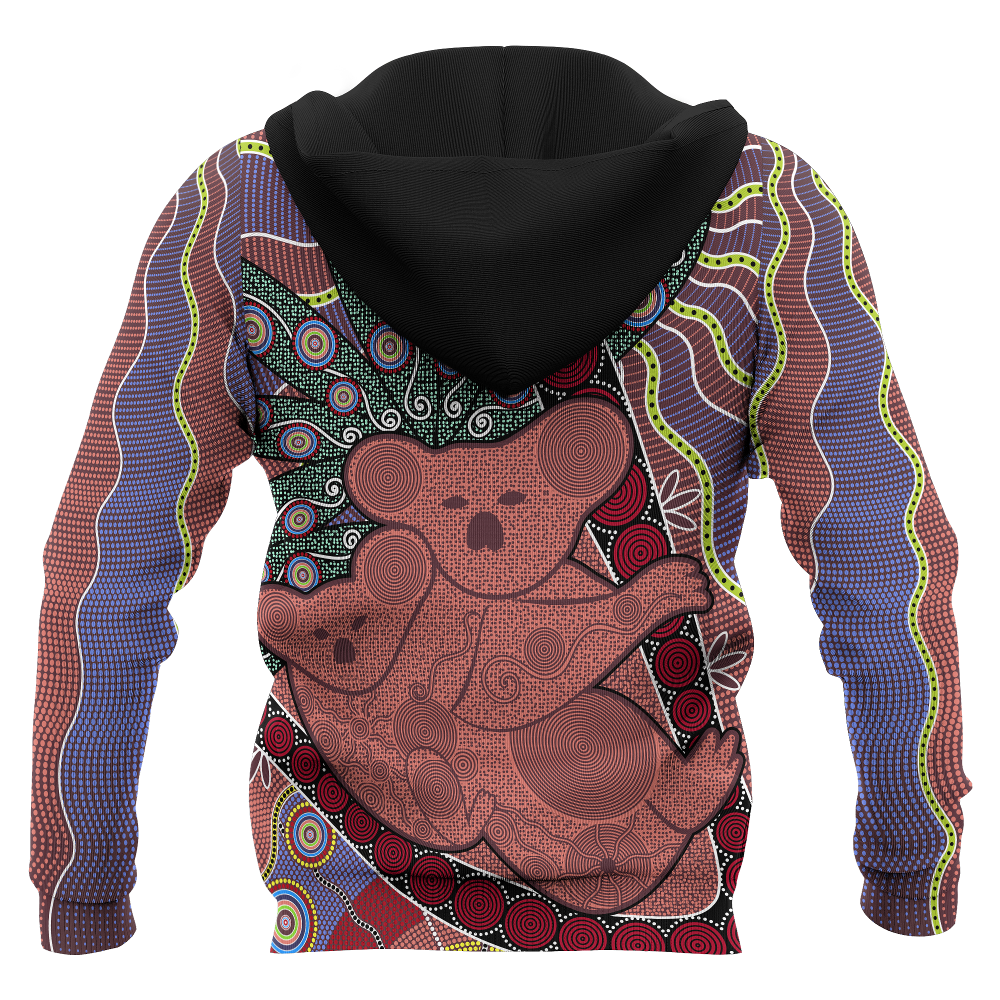 Aboriginal Zip Hoodie - Koala Patterns Sun Dot Painting