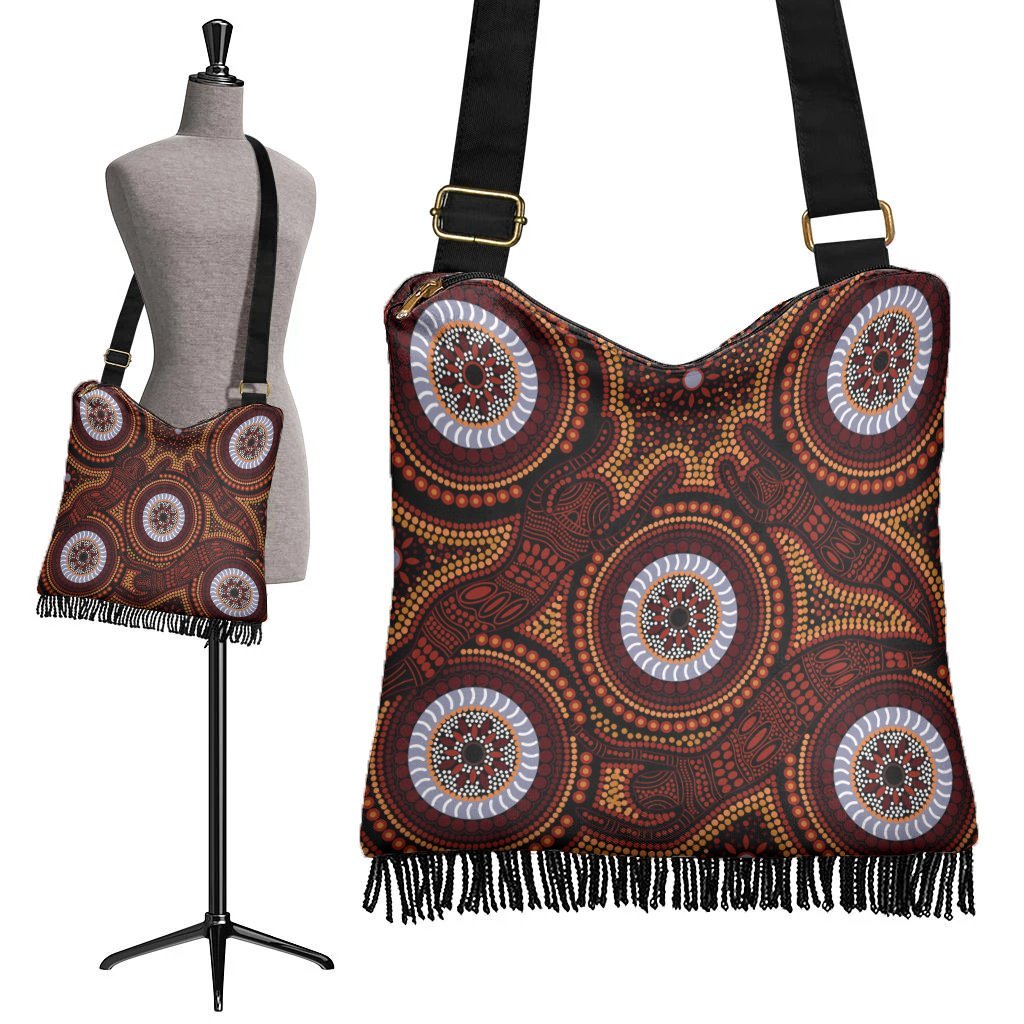 Aboriginal Boho Handbag - Aboriginal Human Dot Painting Art