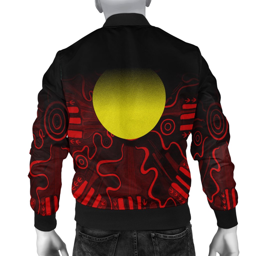 (Custom Text) Aboriginal Bomber Jacket - Indigenous Flag Grunge Style