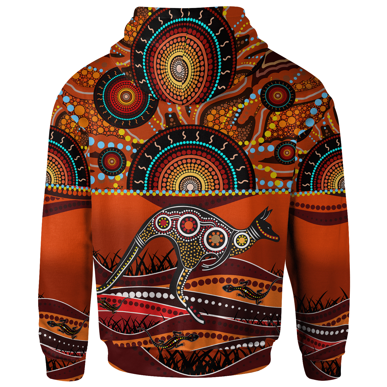 Aboriginal Zip Hoodie - Kangaroo With Dot Painting