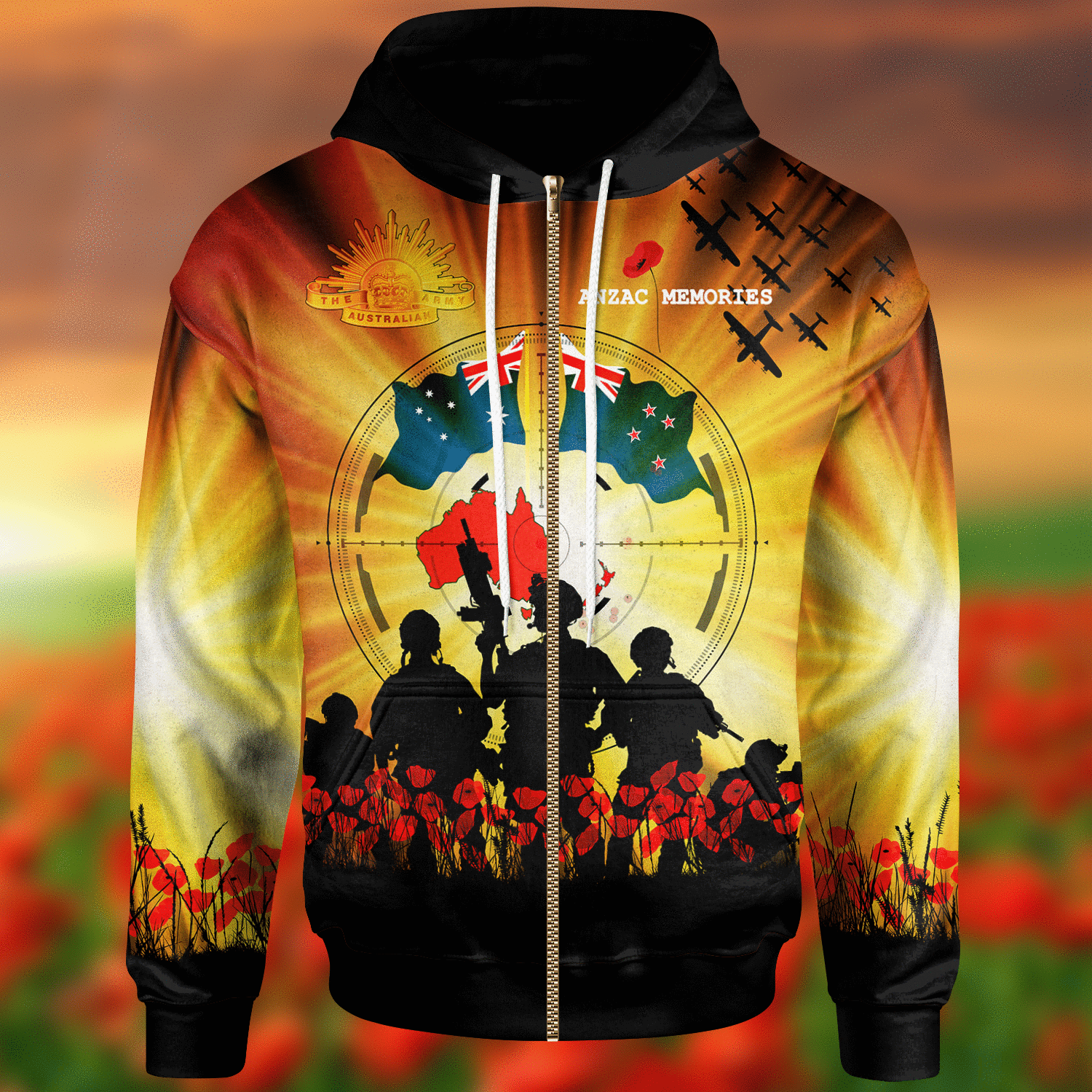 And New Zealand Anzac Day Zip Hoodie - Anzac Memories