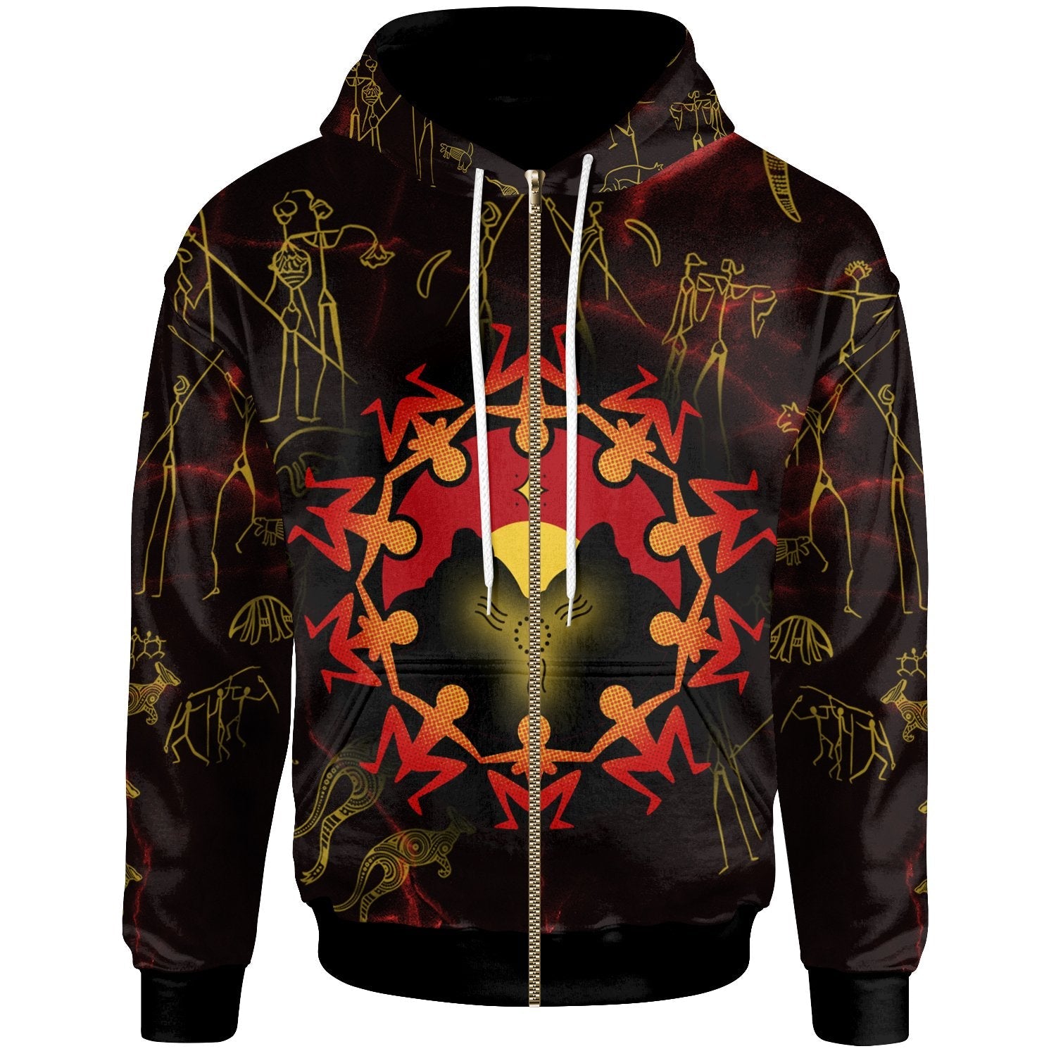 Aboriginal Zip Hoodie - Australia Map and Indigenous Flag