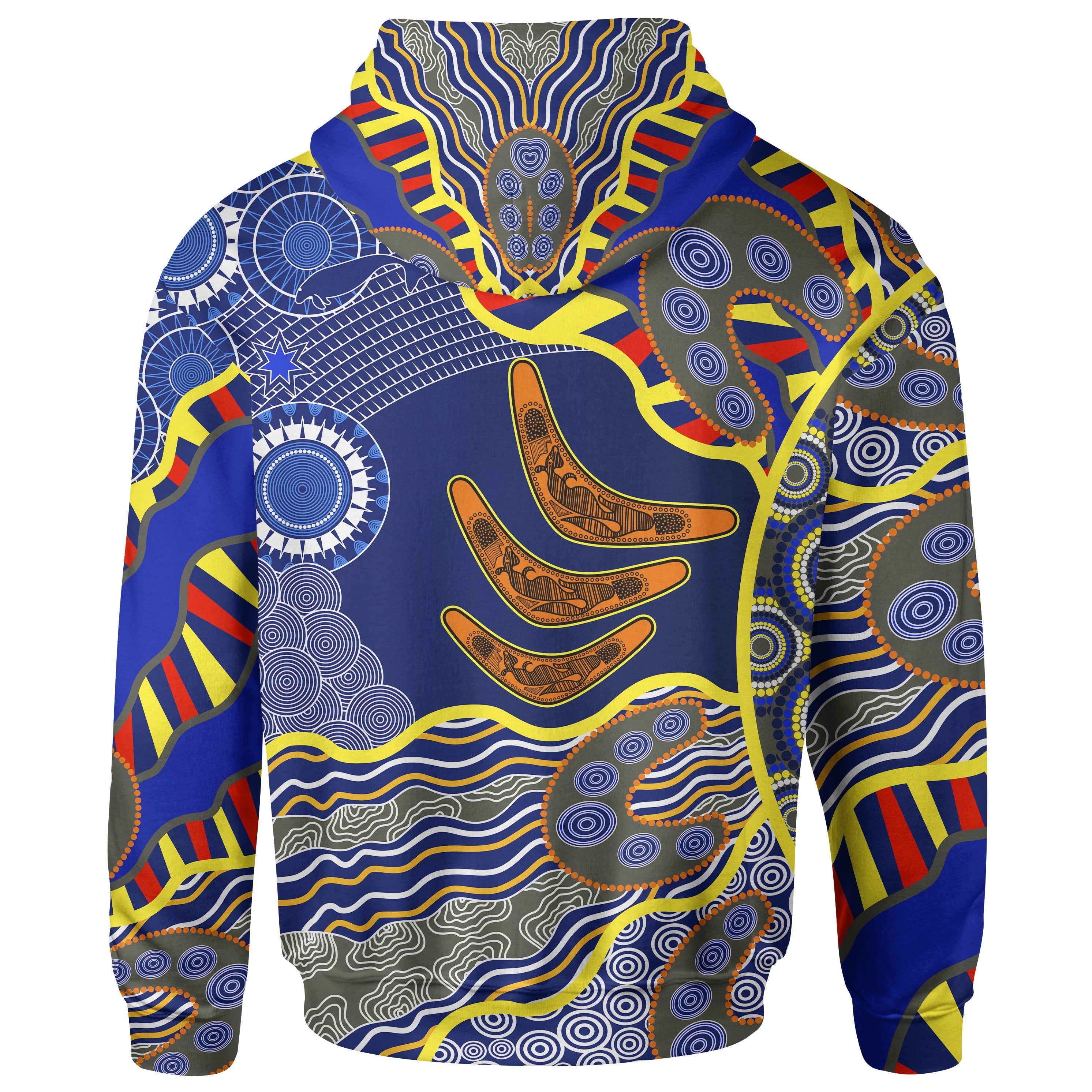 Aboriginal Zip Hoodie - Australian Boomerang Dot Painting Art