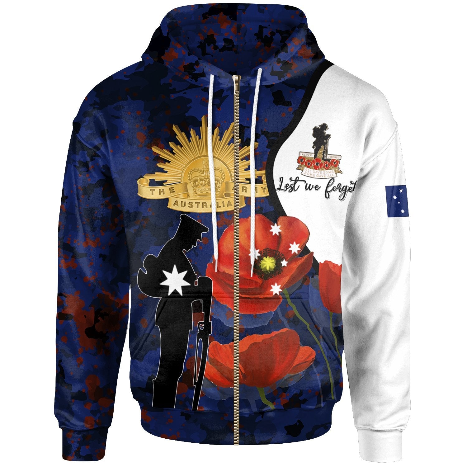 Anzac Day Zip Hoodie - Lest we forget