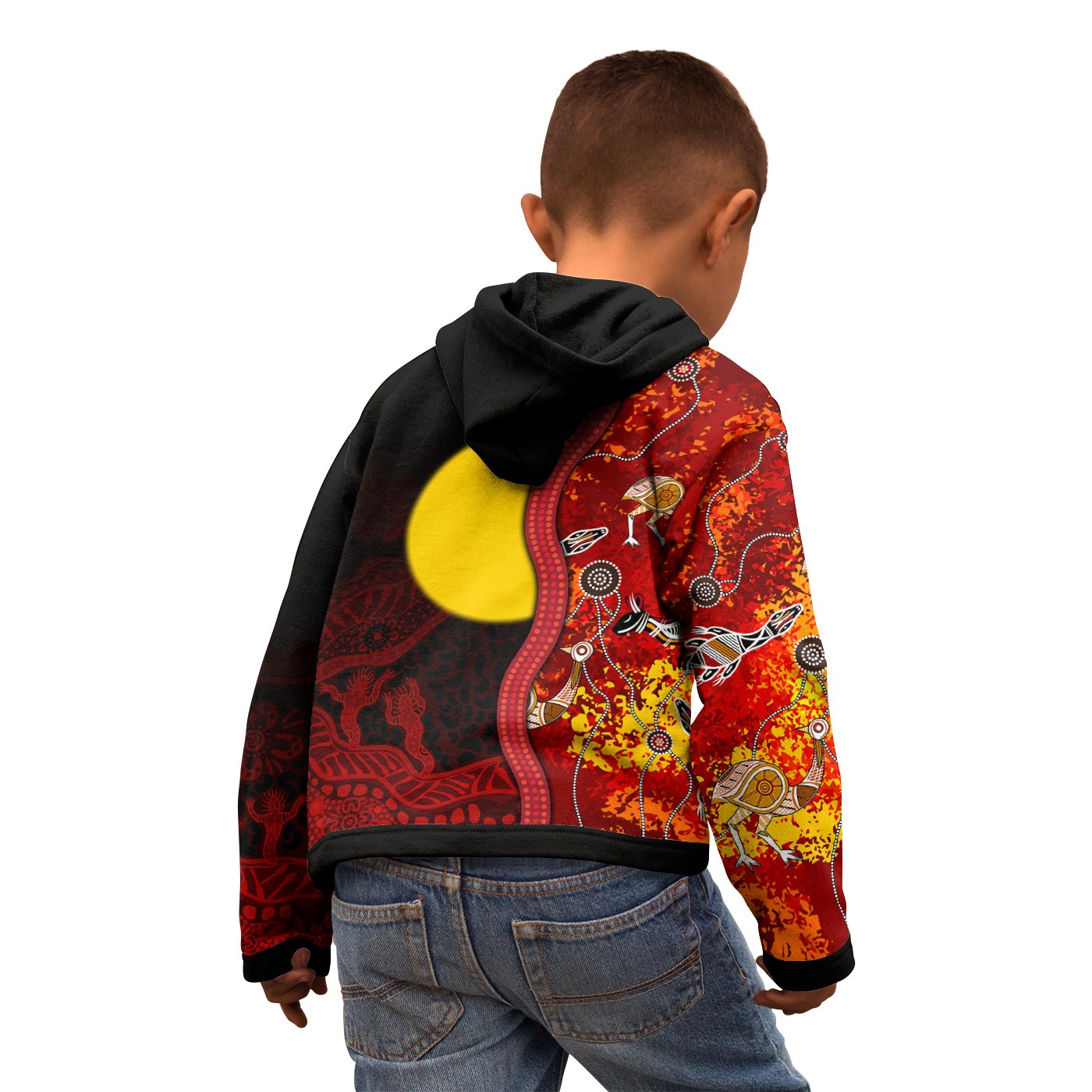 (Kid) Aboriginal Zip Hoodie - Red Indigenous Flag