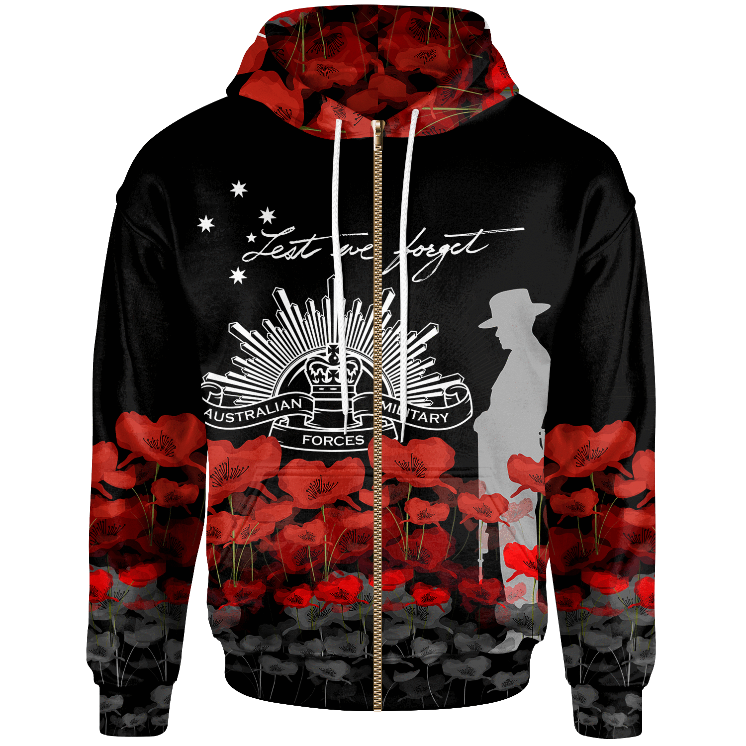 Anzac Day Zip Hoodie - Remember Them