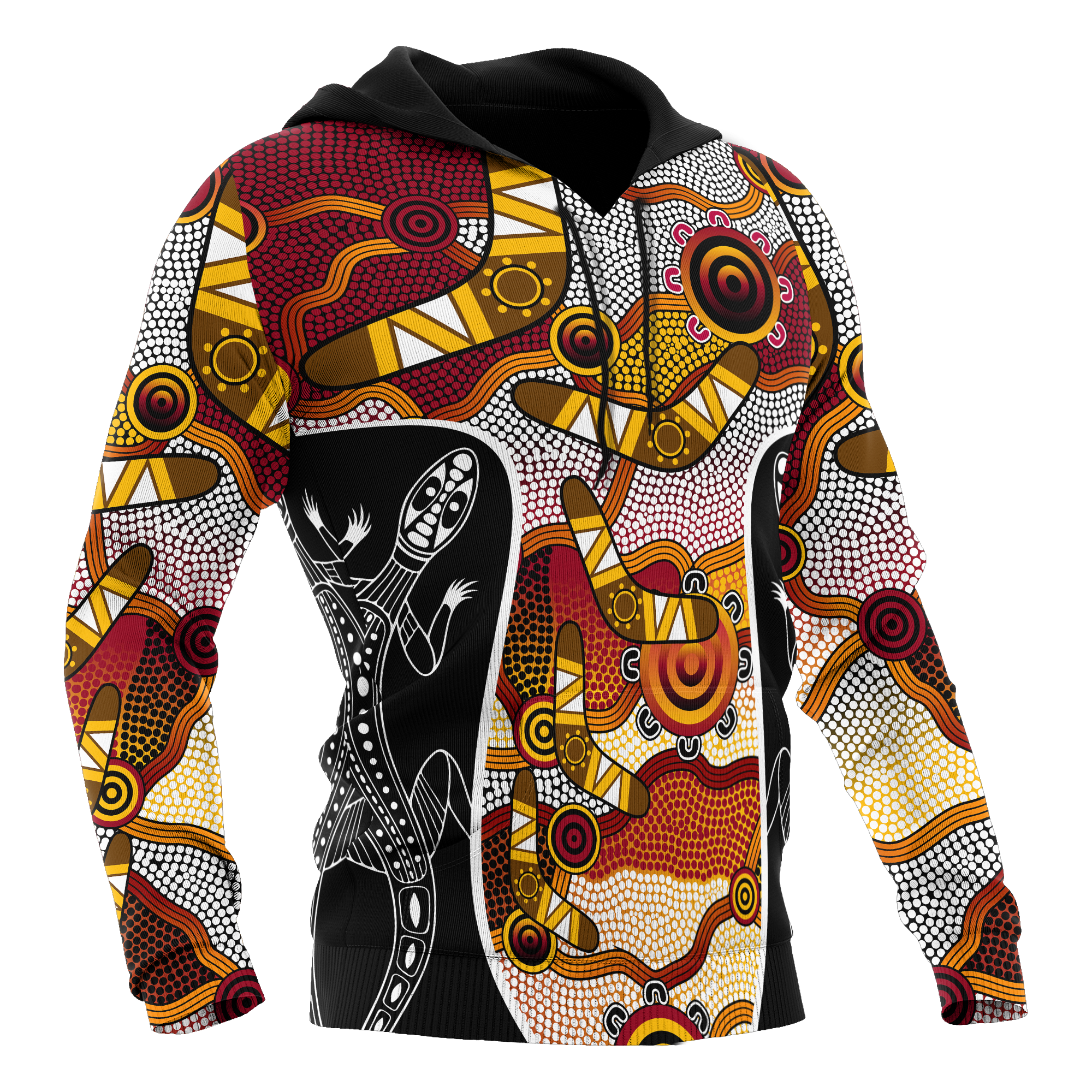 Aboriginal Hoodie - Boomerang Patterns Circle Dot Painting