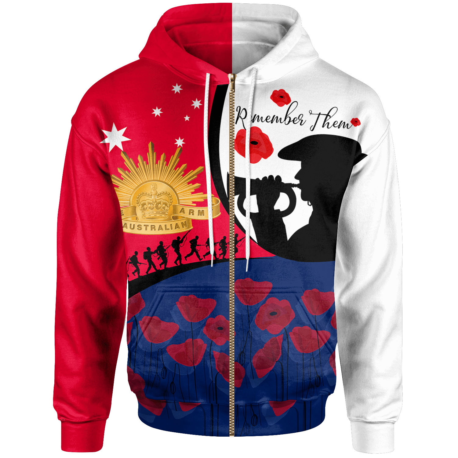 Anzac Day Zip Hoodie - We will remember Them