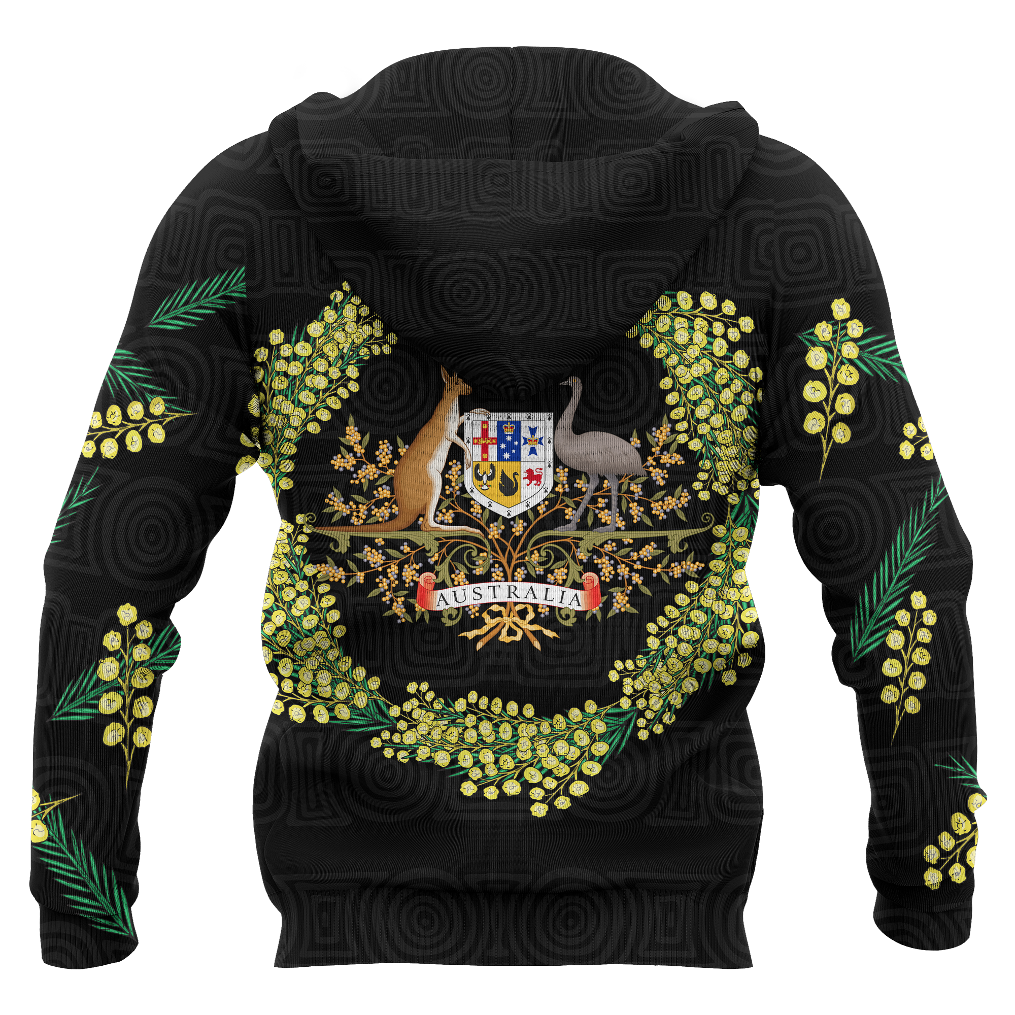 Zip Hoodie - Aussie Hoodie Golden Wattle Australian Coat Of Arms