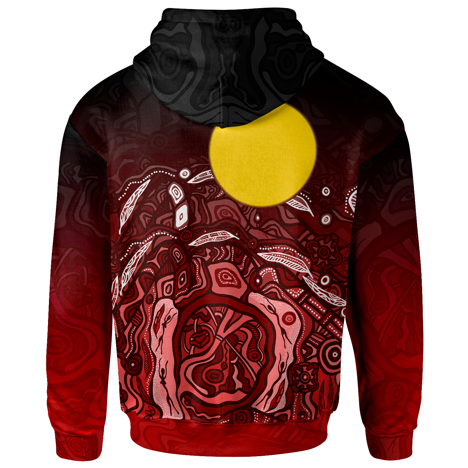 (Kid - Custom Text) Aboriginal Zip Hoodie - Red Landscape