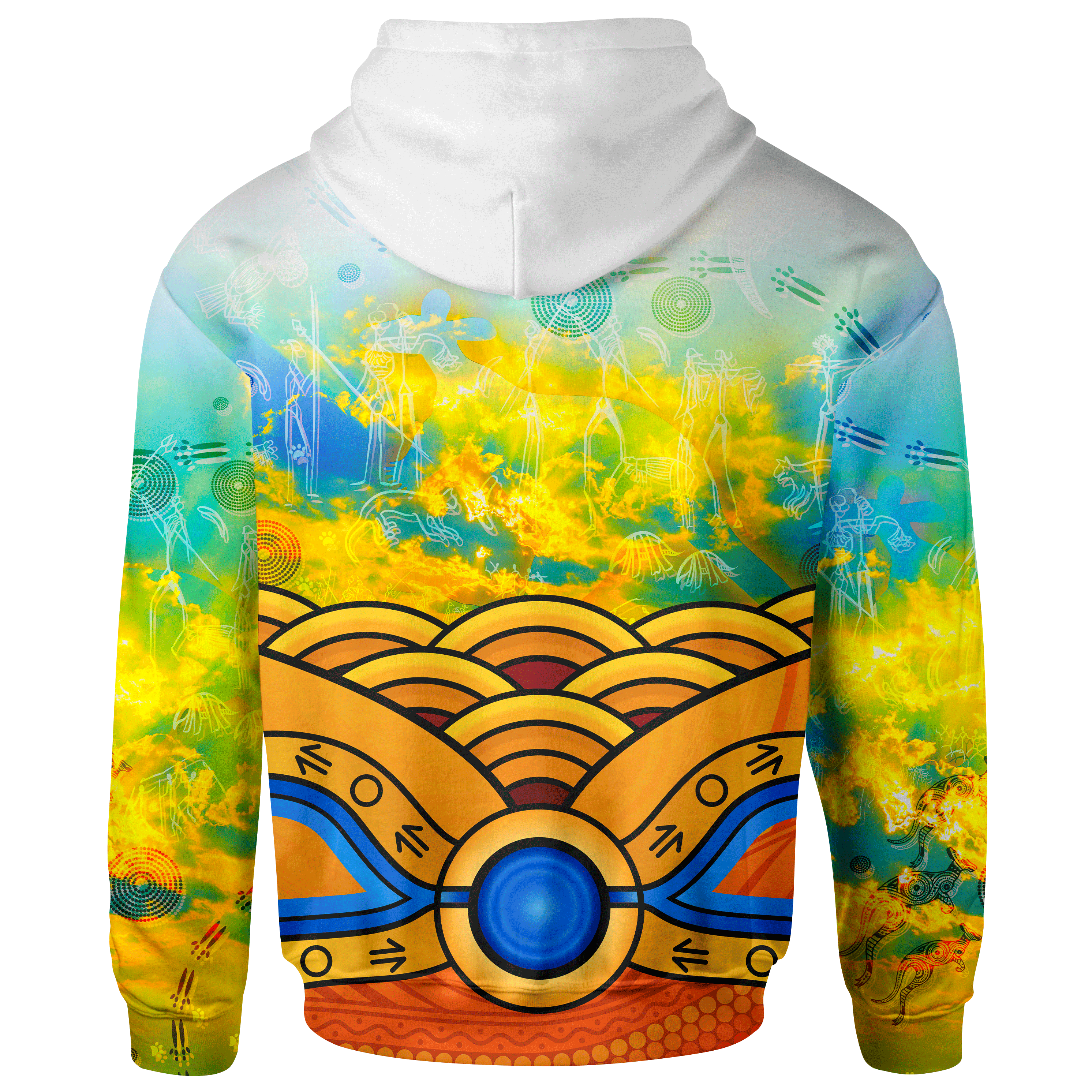 Aboriginal Zip Hoodie - Australia Kangaroo Sky