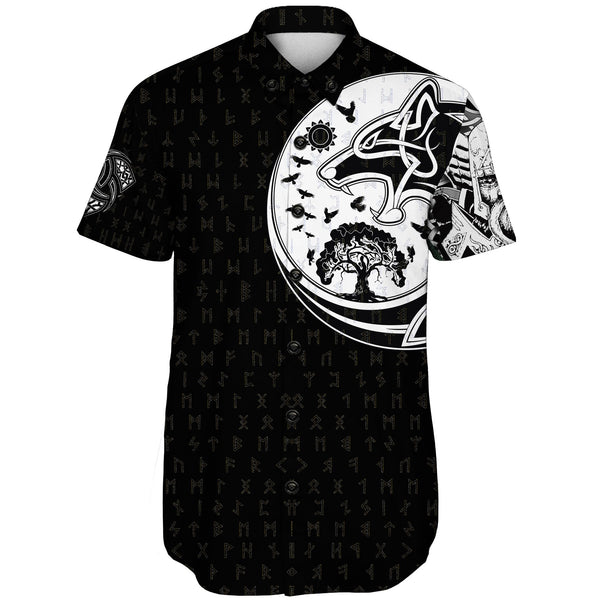 Viking Short Sleeve Shirt Skoll And Hati Rune Tattoo