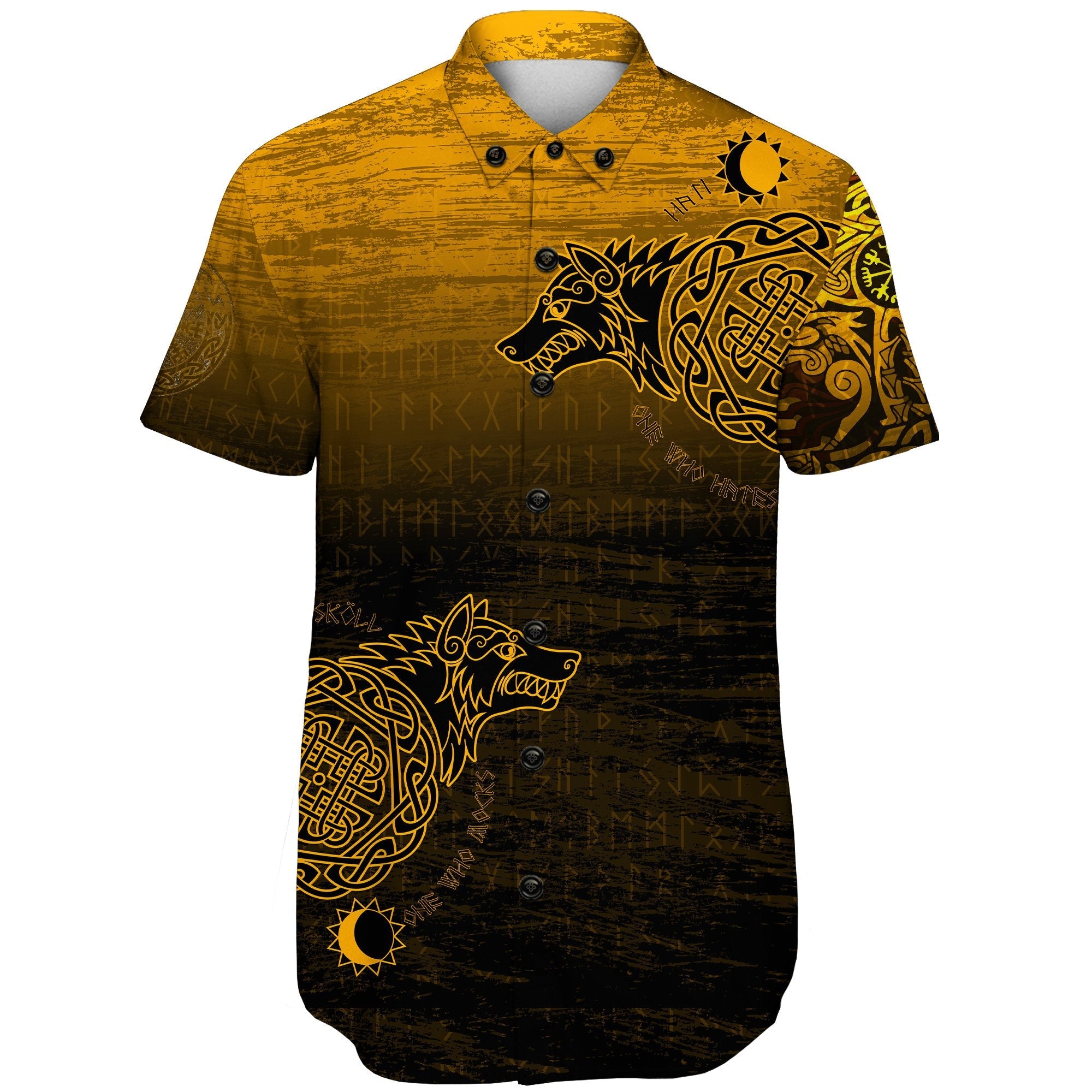 Viking Short Sleeve Shirt Skoll And Hati Gold