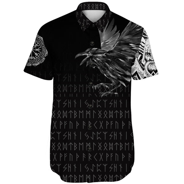 Viking Short Sleeve Shirt The Raven Of Odin Rune