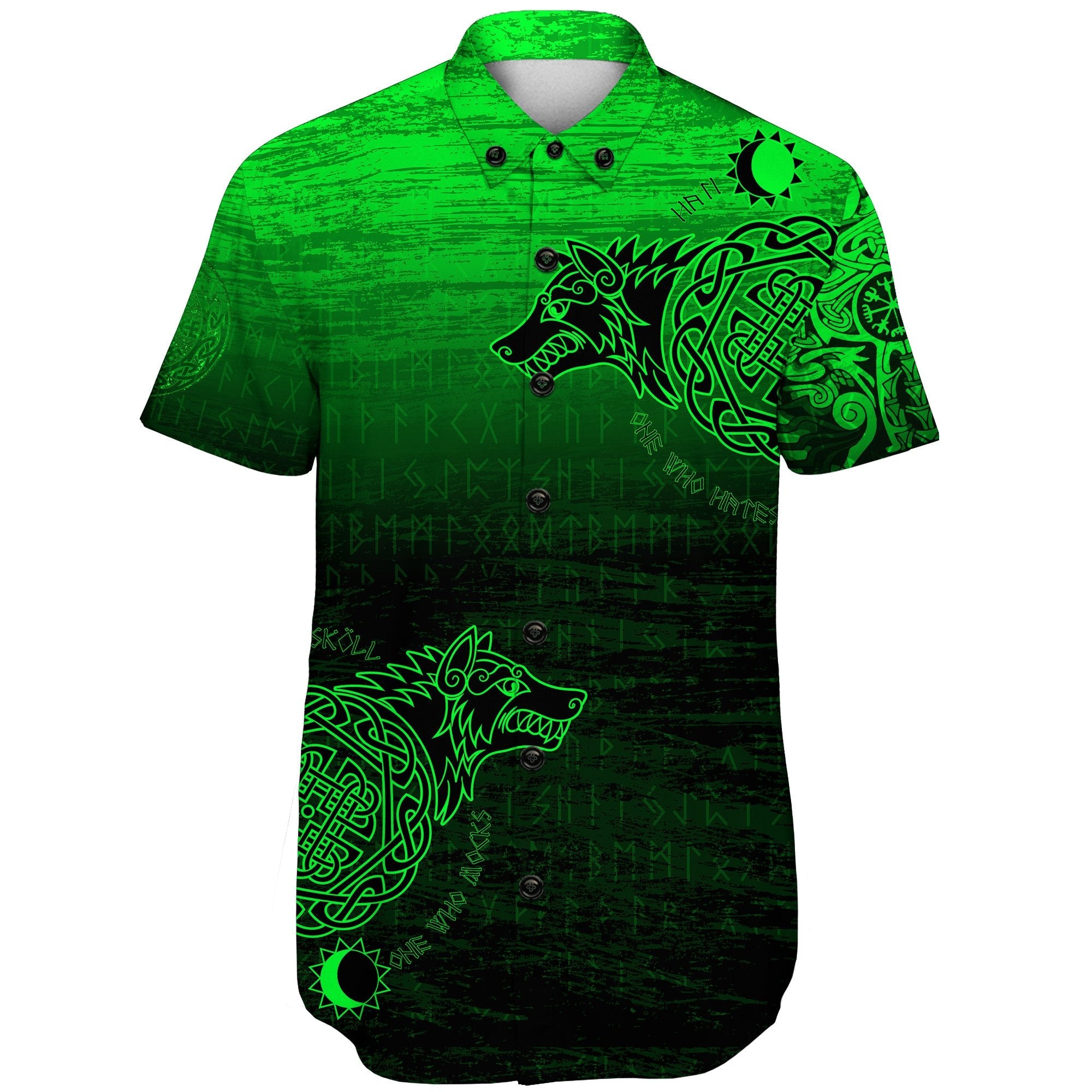 Viking Short Sleeve Shirt Skoll And Hati Green