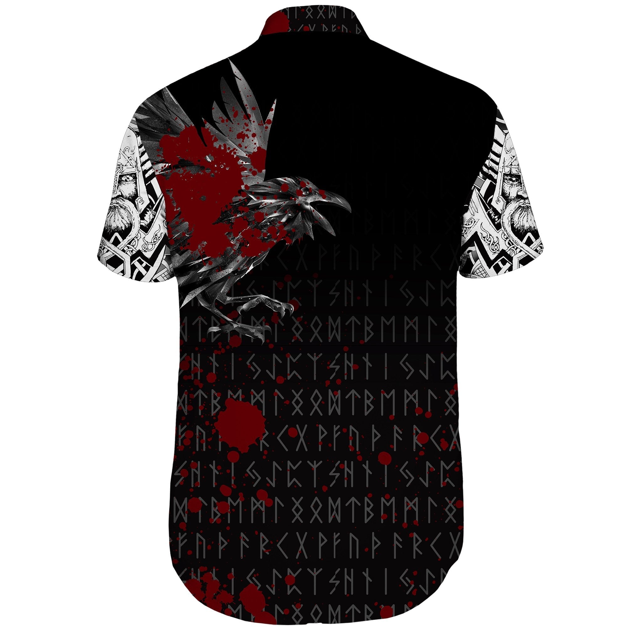 Viking Short Sleeve Shirt The Raven Of Odin Rune Blood