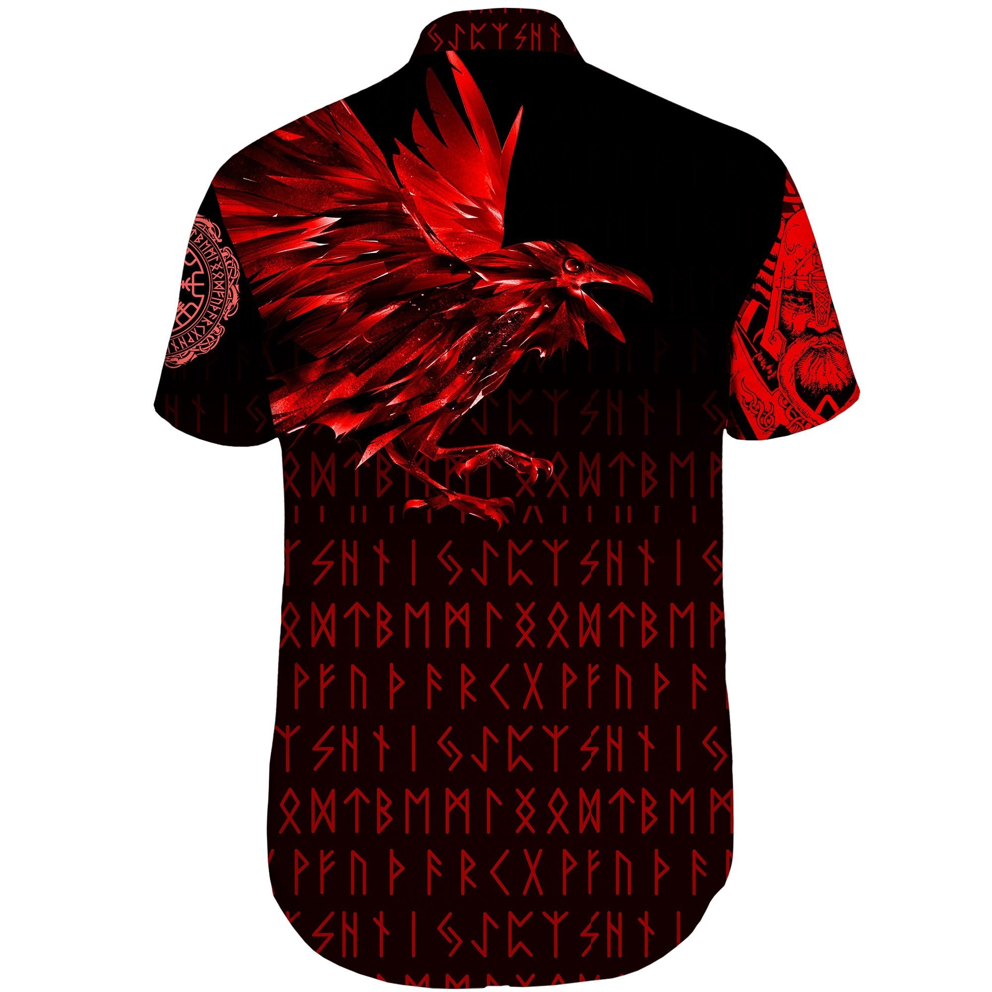 Viking Short Sleeve Shirt The Raven Of Odin Rune Red