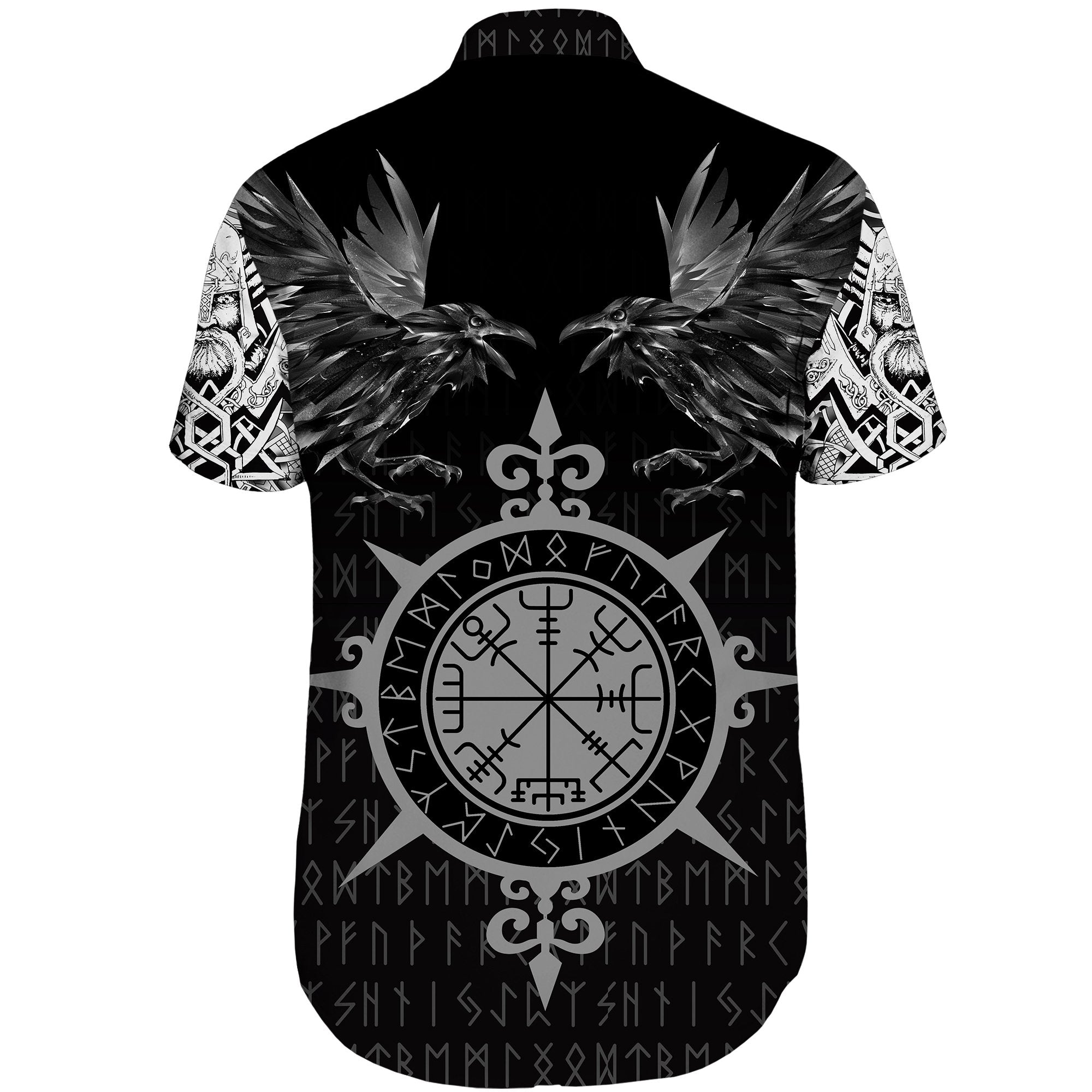 Viking Short Sleeve Shirt Odin Huginn and Muninn Rune