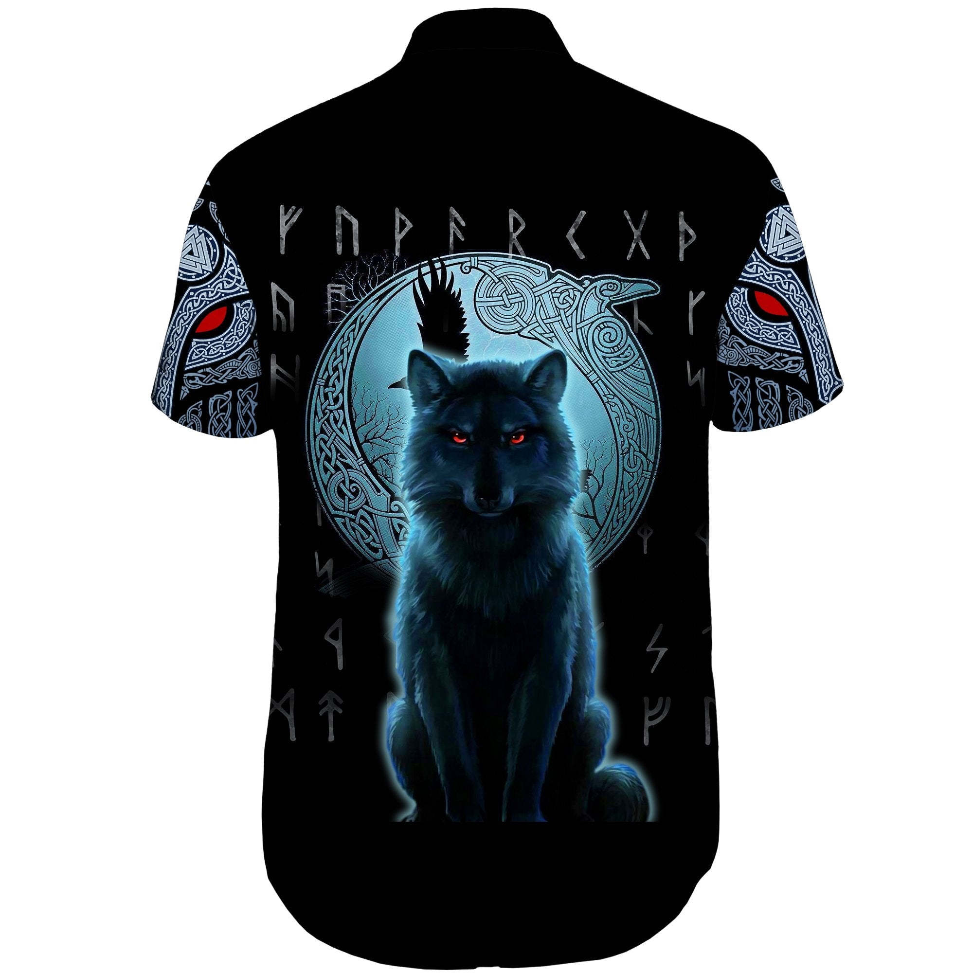 Viking Short Sleeve Shirt Fenrir Viking Wolf And Moon