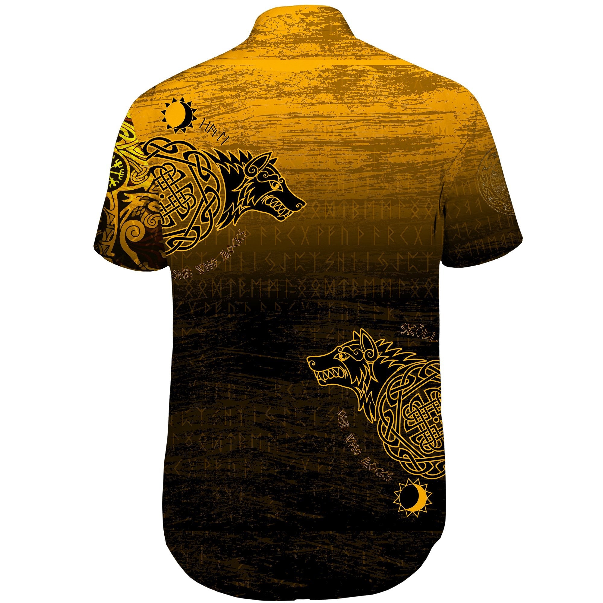 Viking Short Sleeve Shirt Skoll And Hati Gold