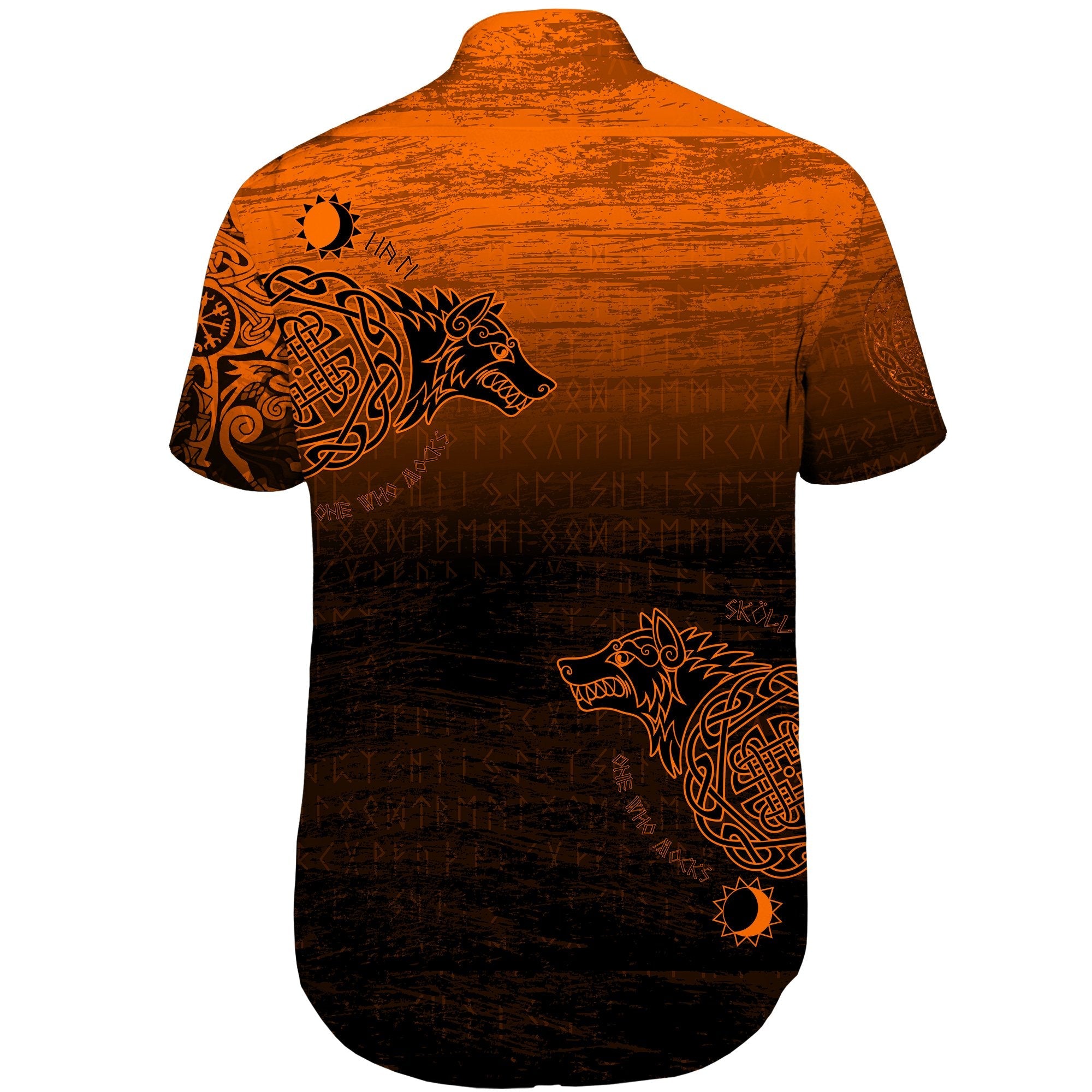 Viking Short Sleeve Shirt Skoll And Hati Orange